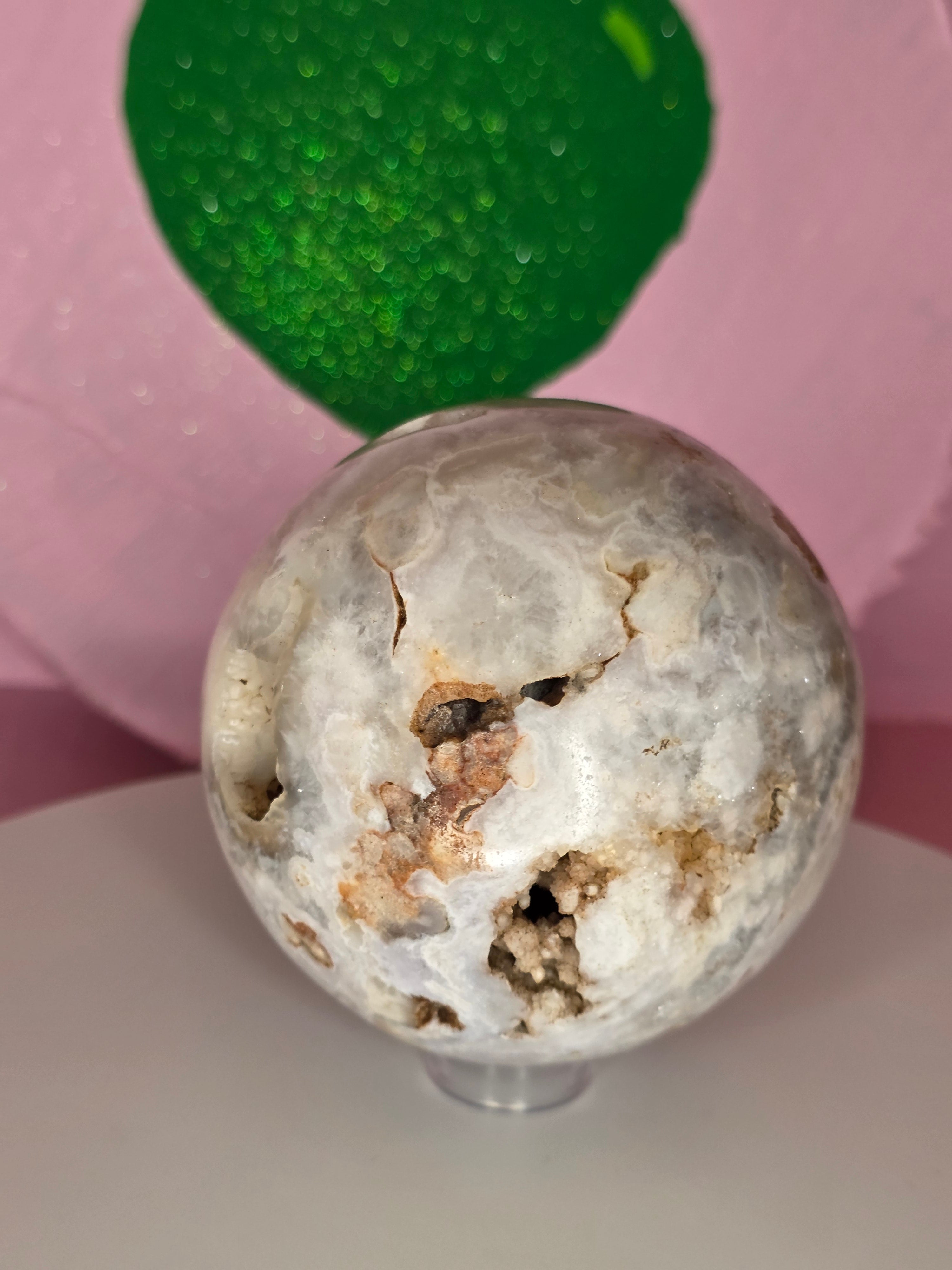 Pink Amethyst and Flower Agate Sphere D