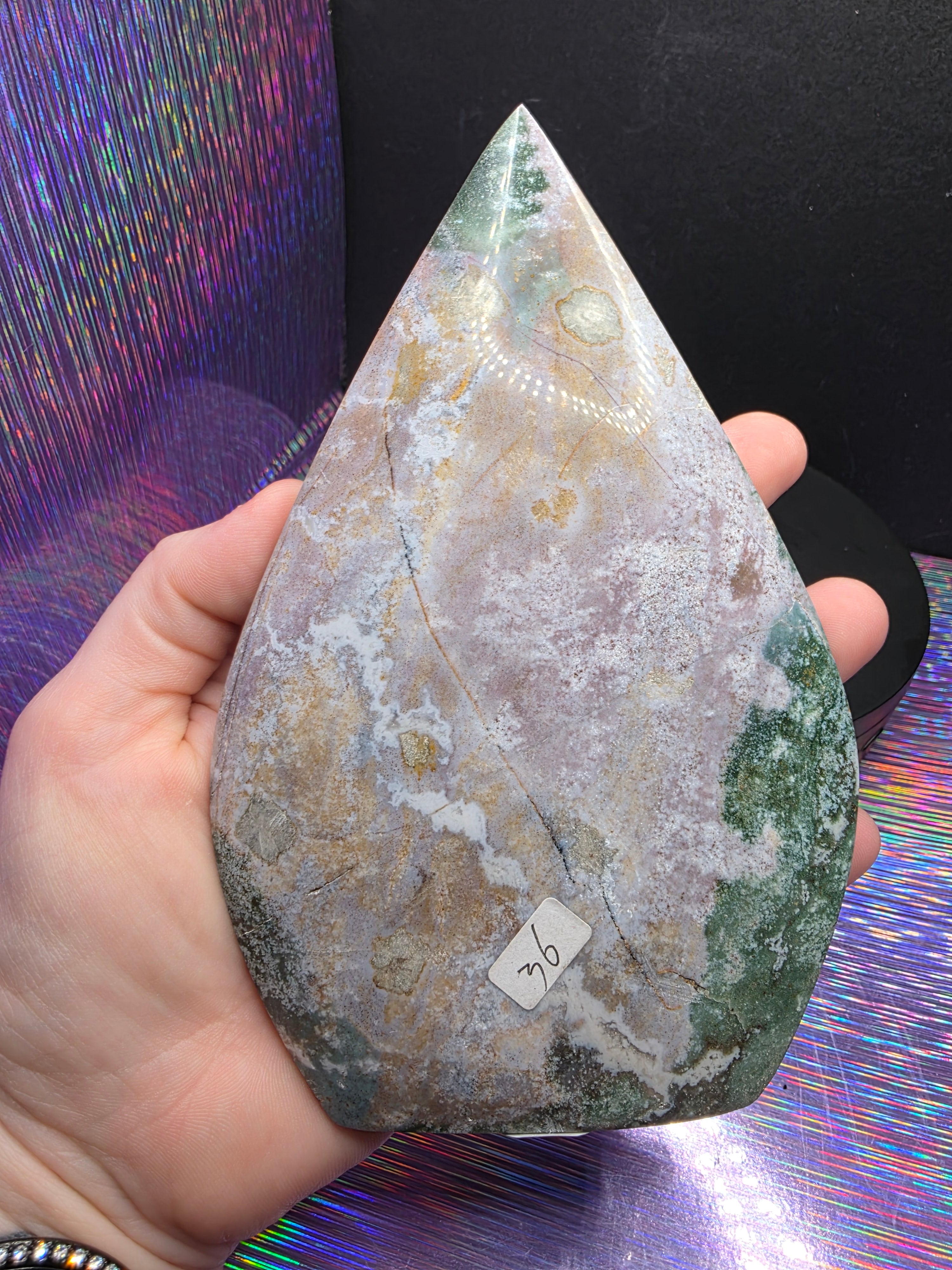 Moss Agate and Ocean Jasper Teardrop B