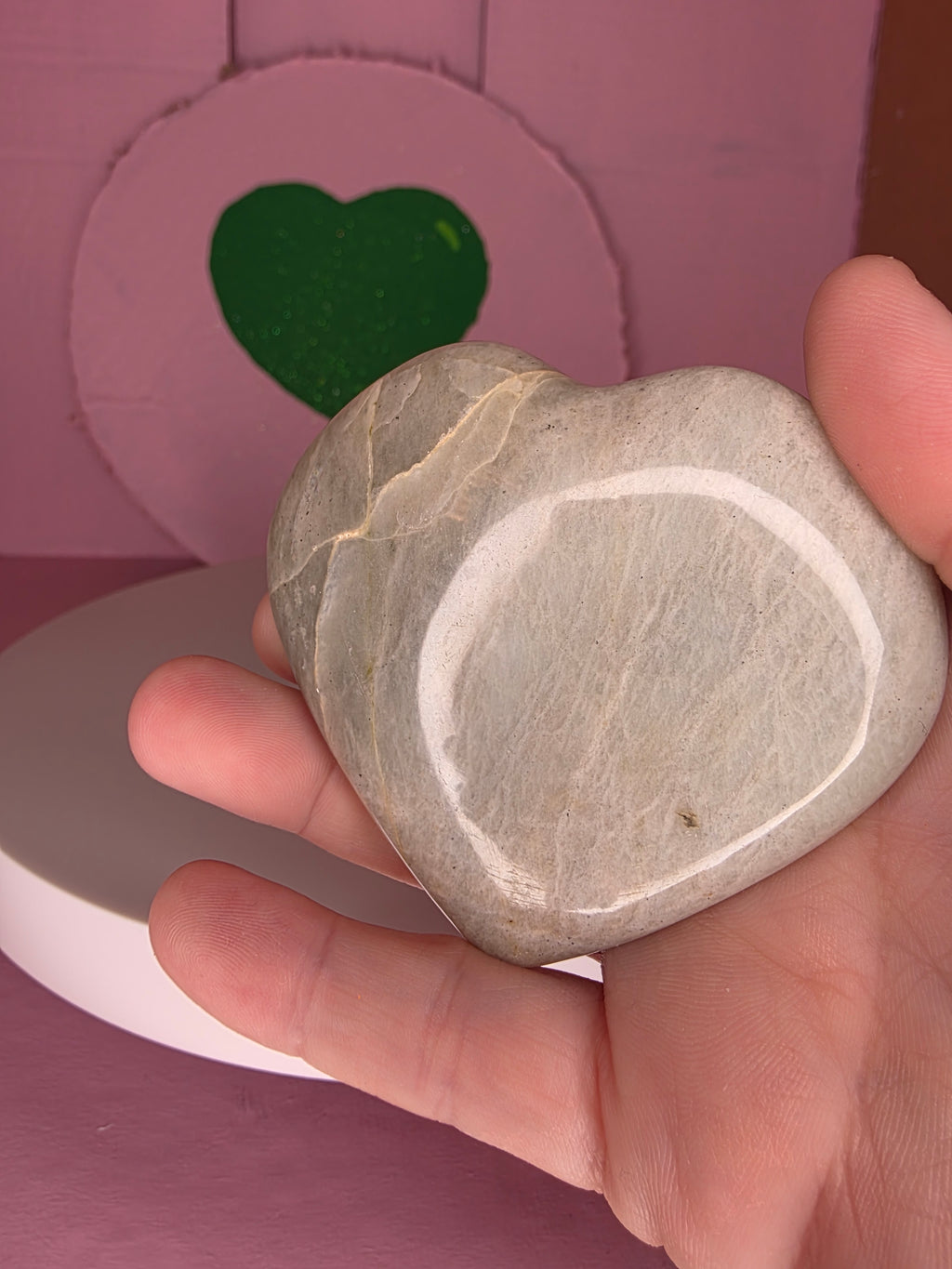 Garnierite Green Moonstone Heart B