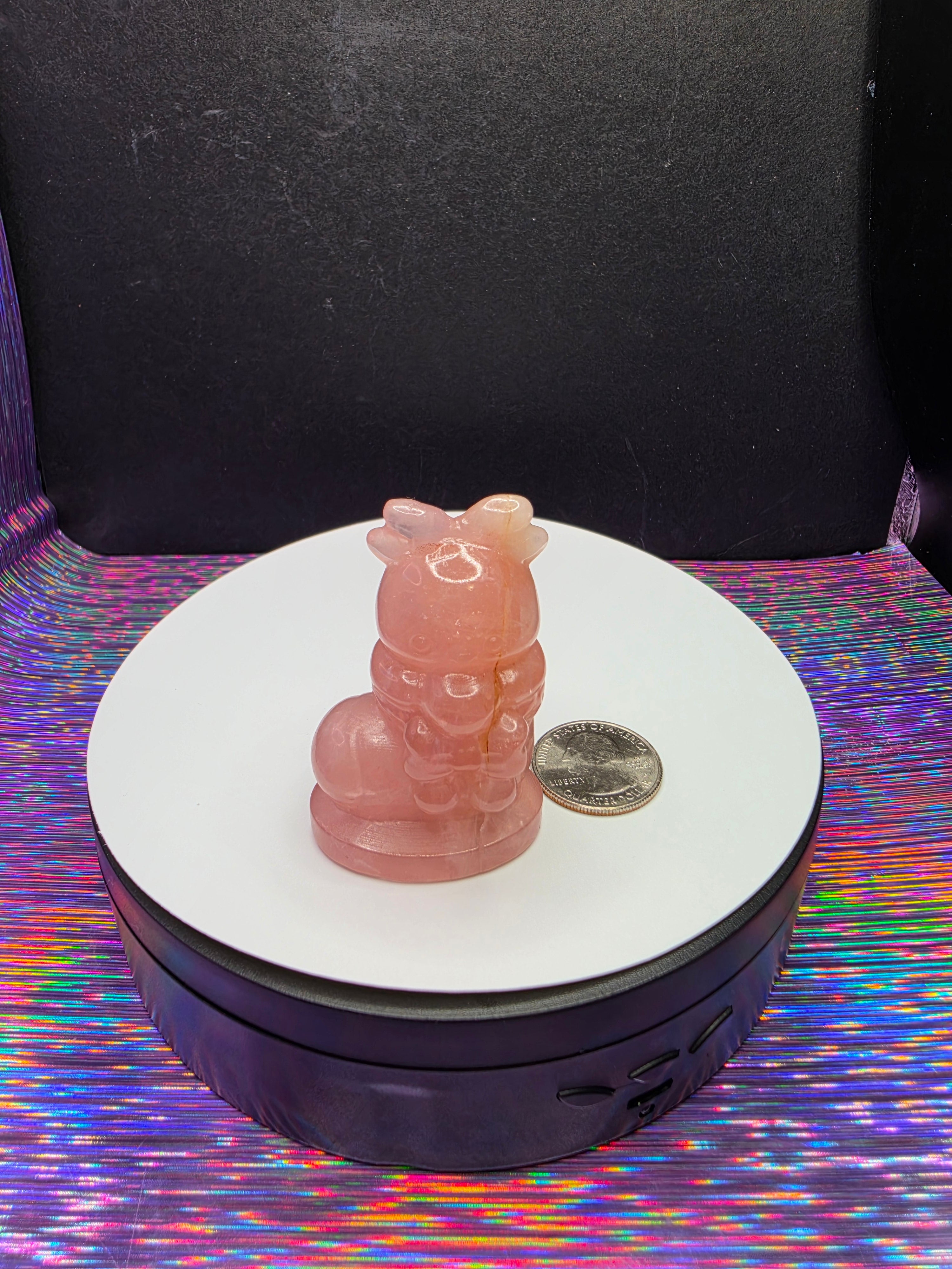 Rose Quartz Reindeer in Stocking B