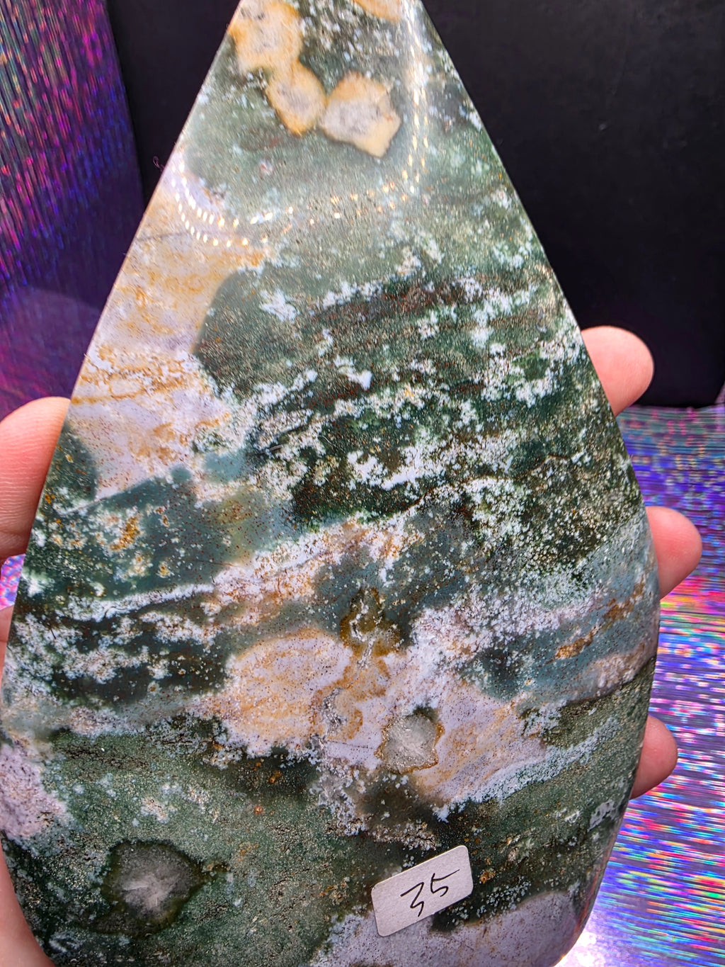 Moss Agate and Ocean Jasper Teardrop A