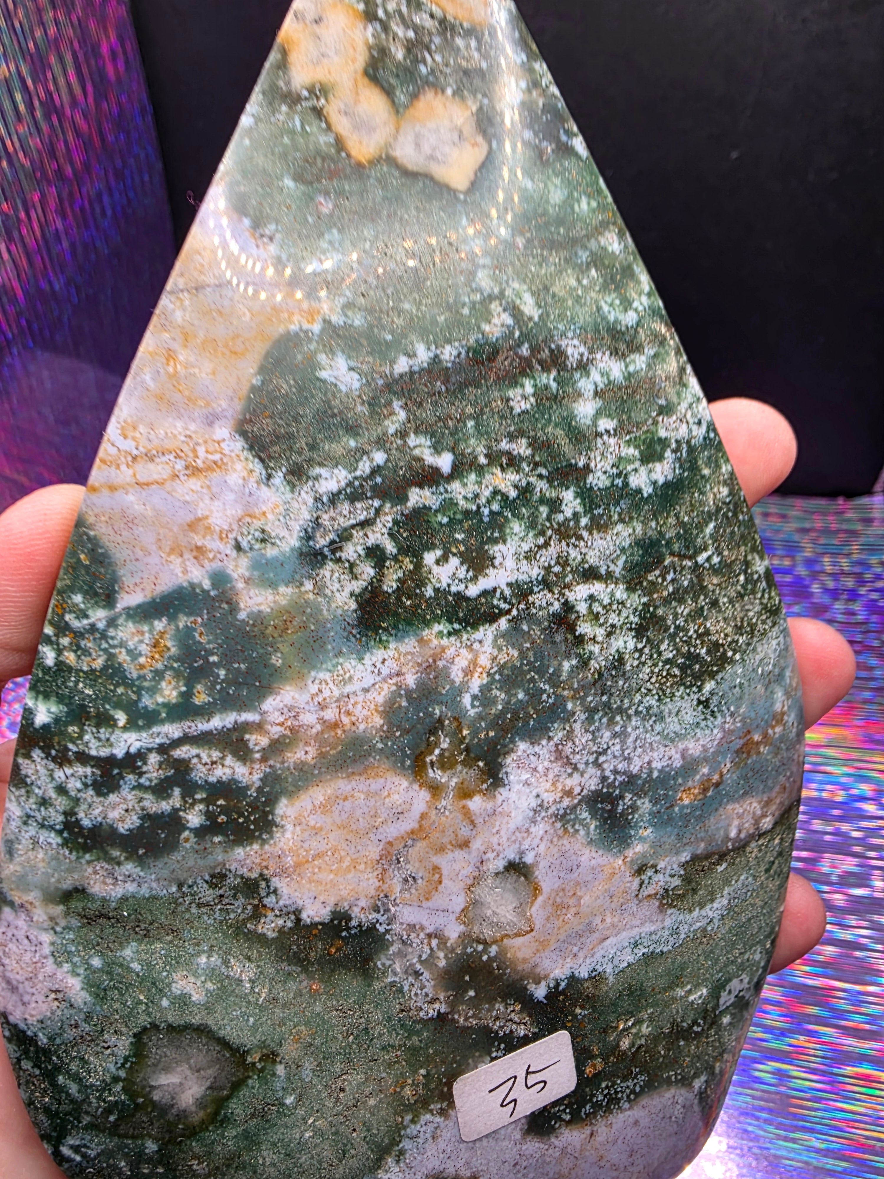 Moss Agate and Ocean Jasper Teardrop A