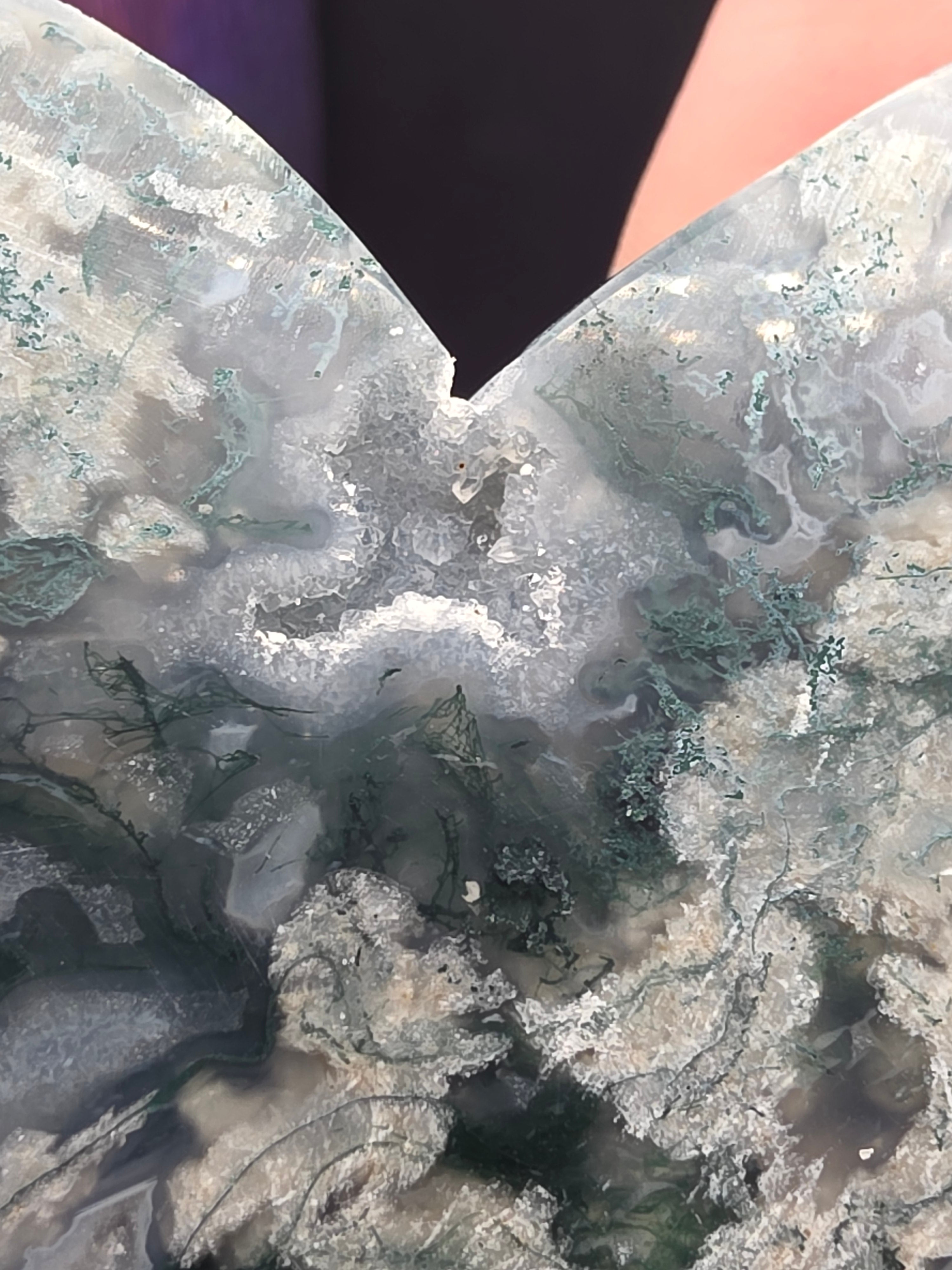 Snowflake Moss Agate Heart B