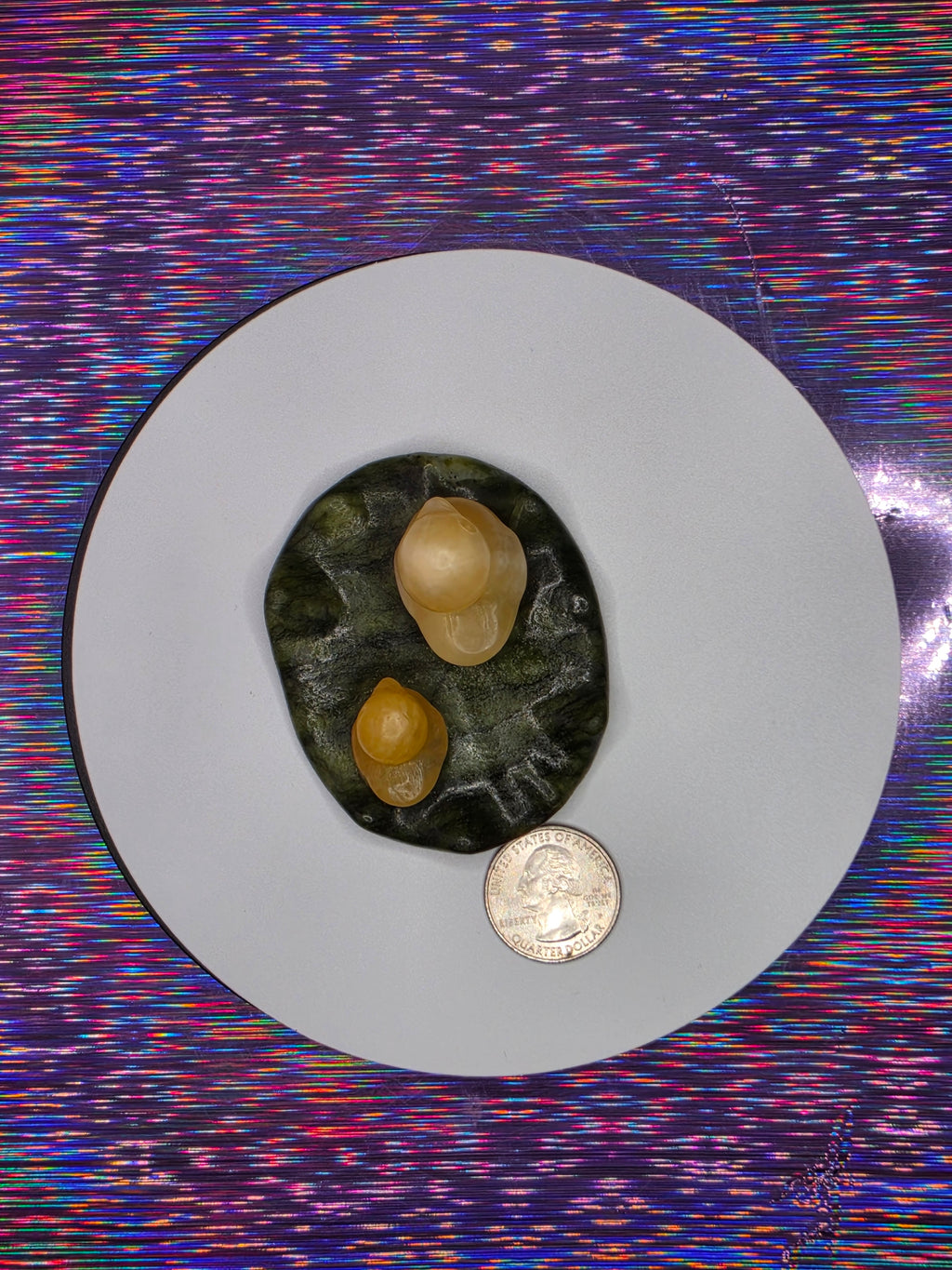 Calcite Ducks on a Nephrite Jade Lily pad