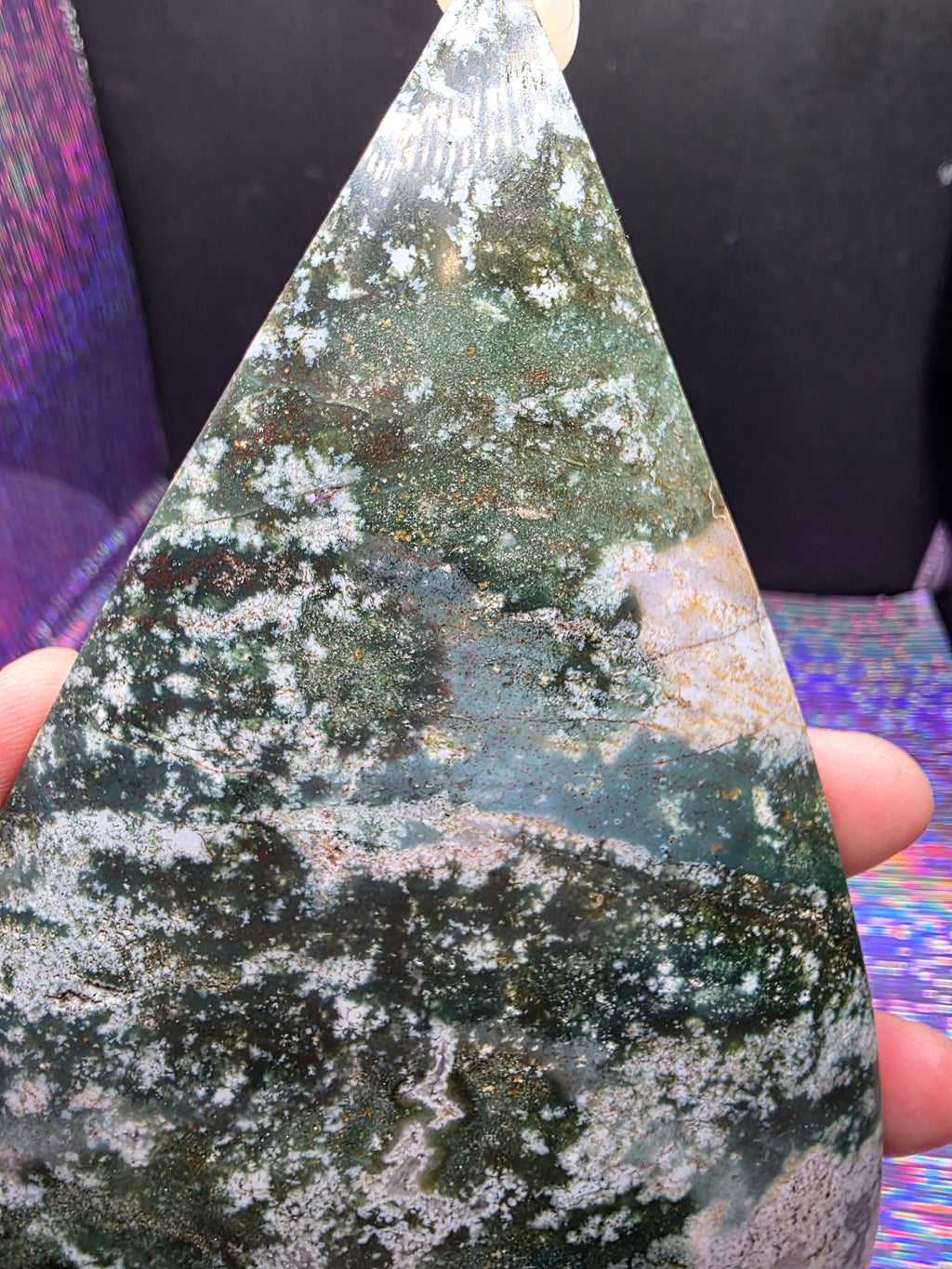 Moss Agate and Ocean Jasper Teardrop A