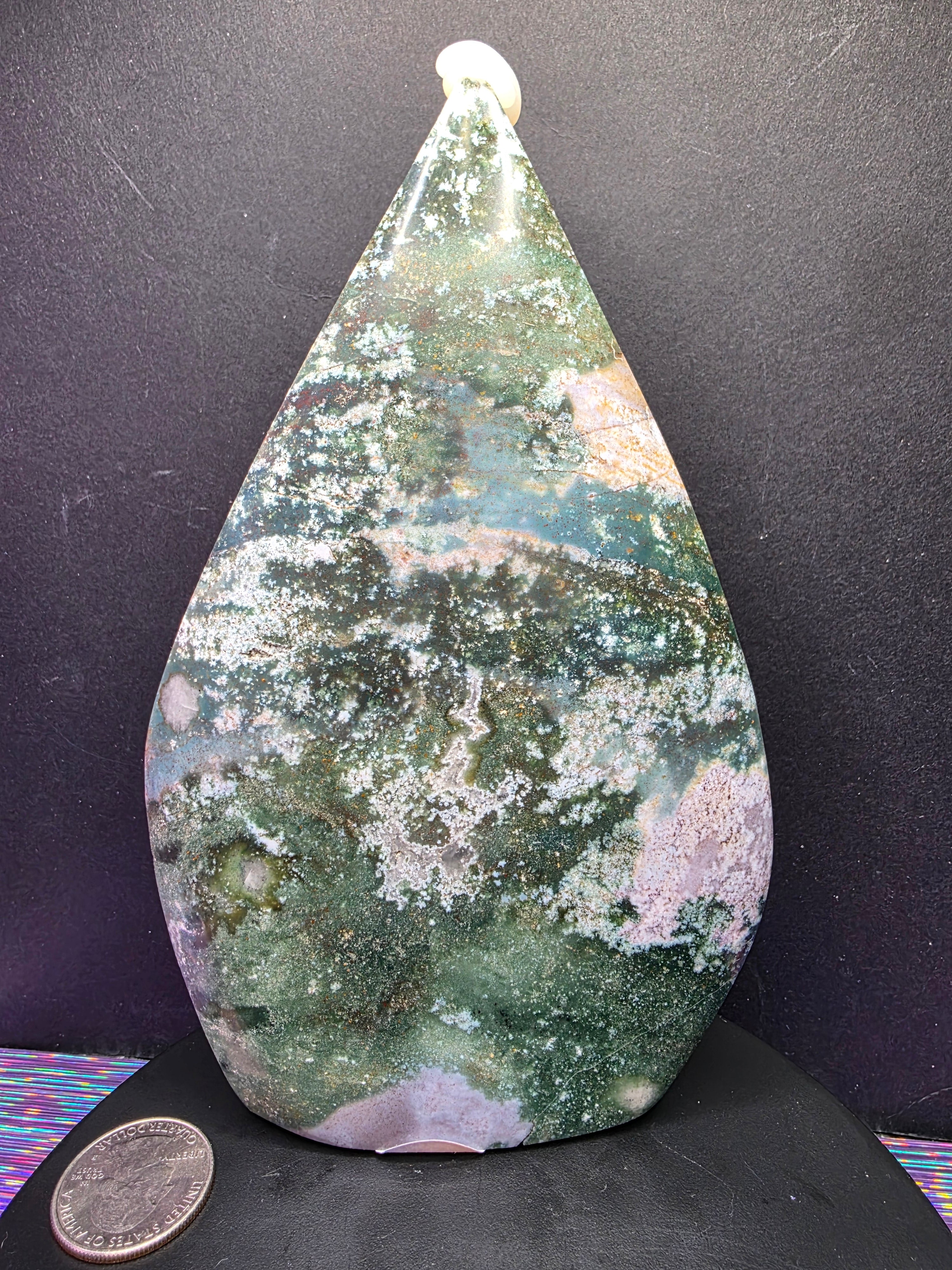Moss Agate and Ocean Jasper Teardrop A