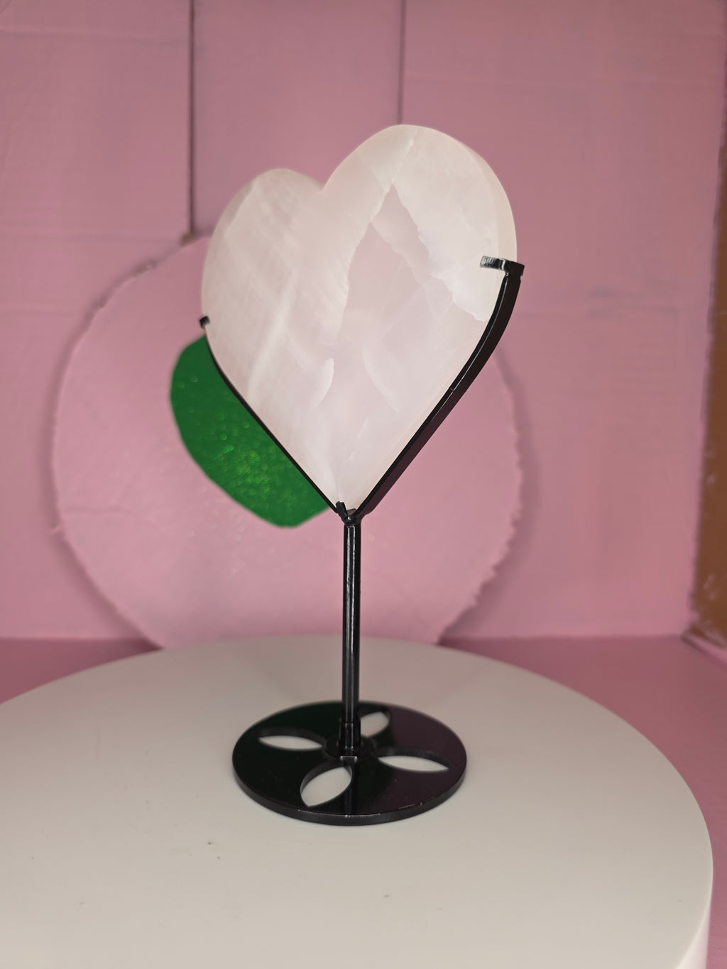 Mangano Calcite Heart on Stand