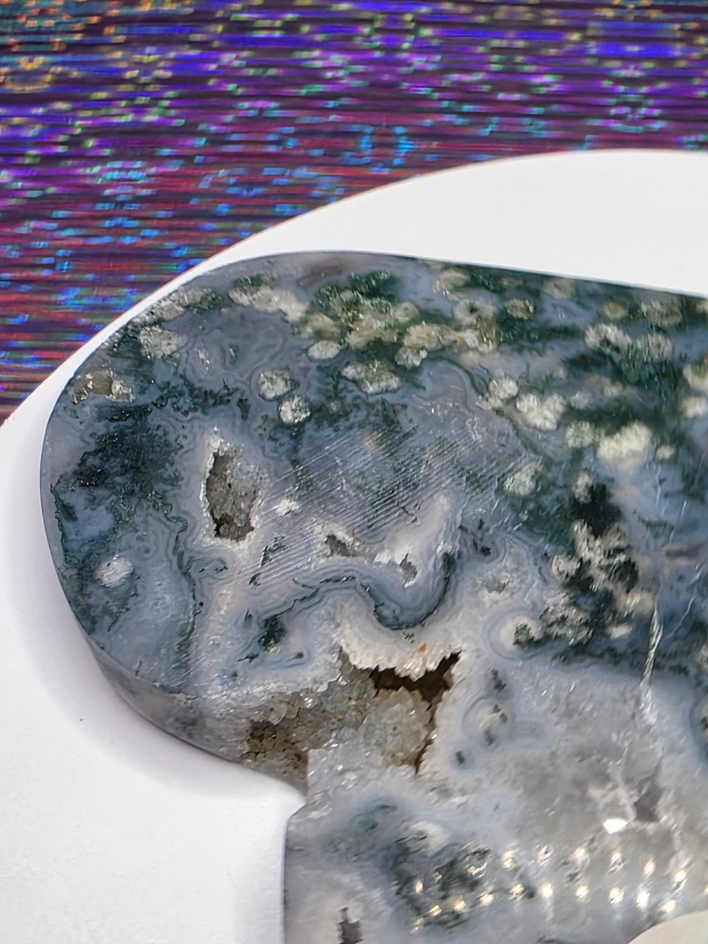Snowflake Moss Agate Heart A