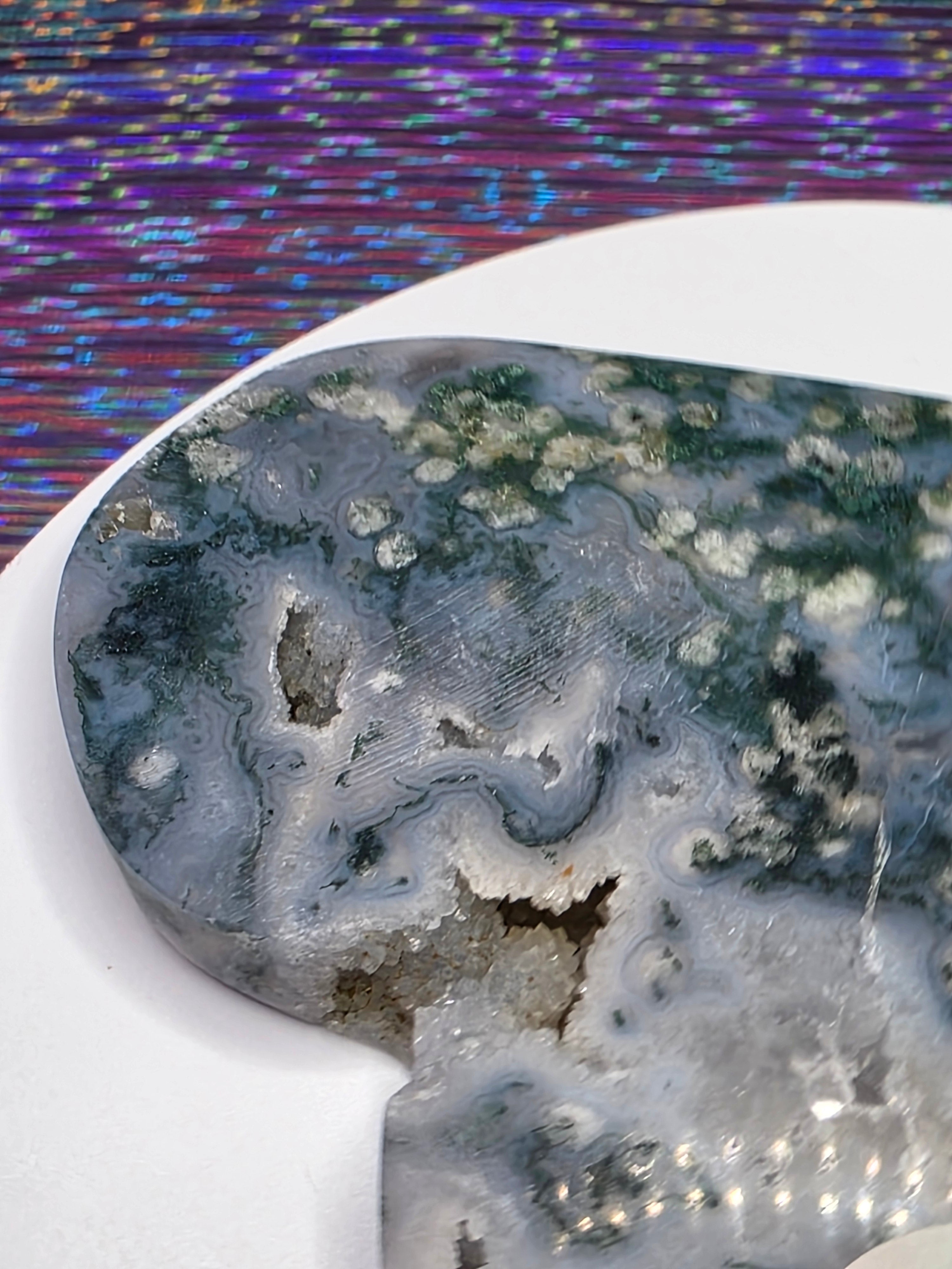 Snowflake Moss Agate Heart A