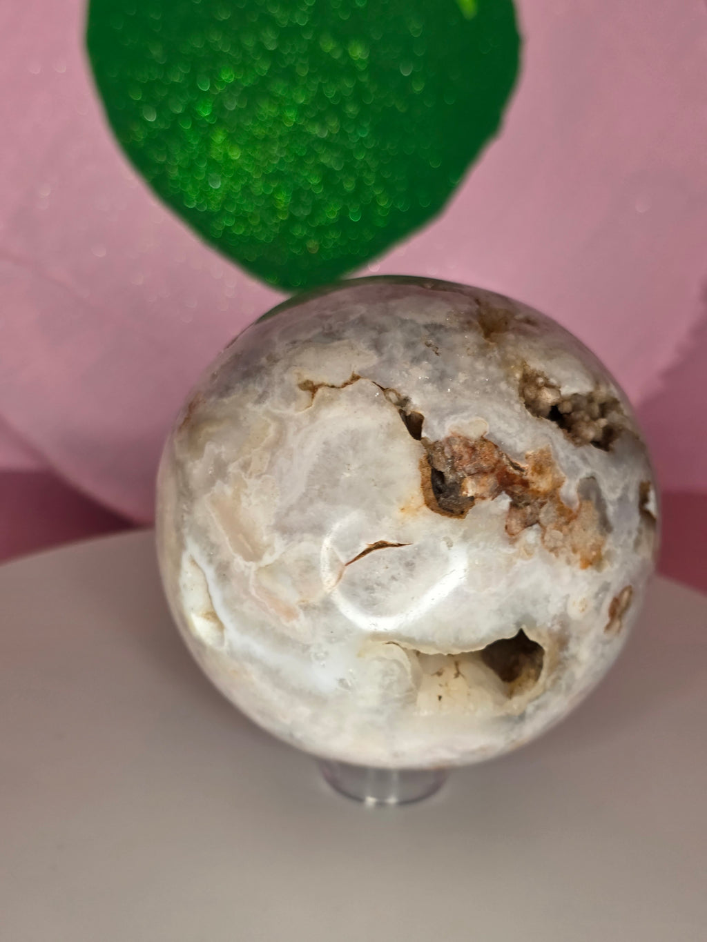 Pink Amethyst and Flower Agate Sphere D