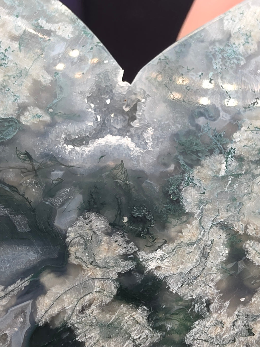 Snowflake Moss Agate Heart B
