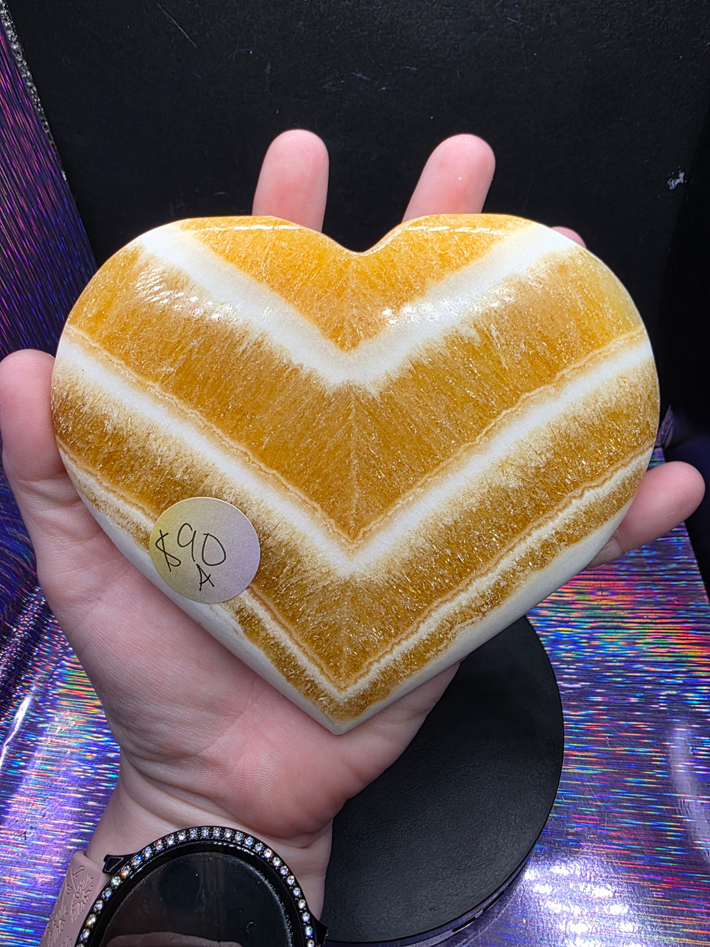 Orange Calcite Heart A