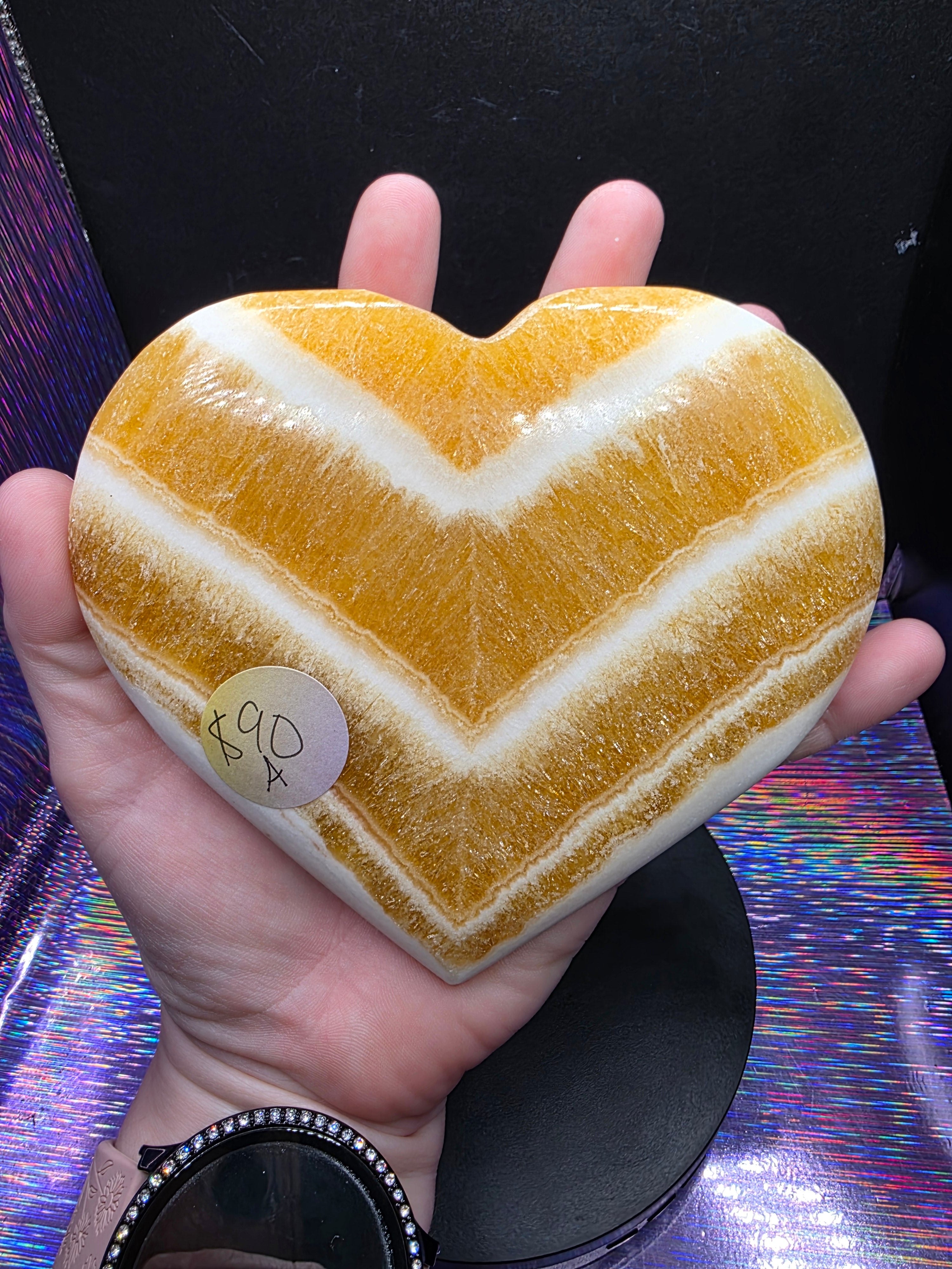 Orange Calcite Heart A