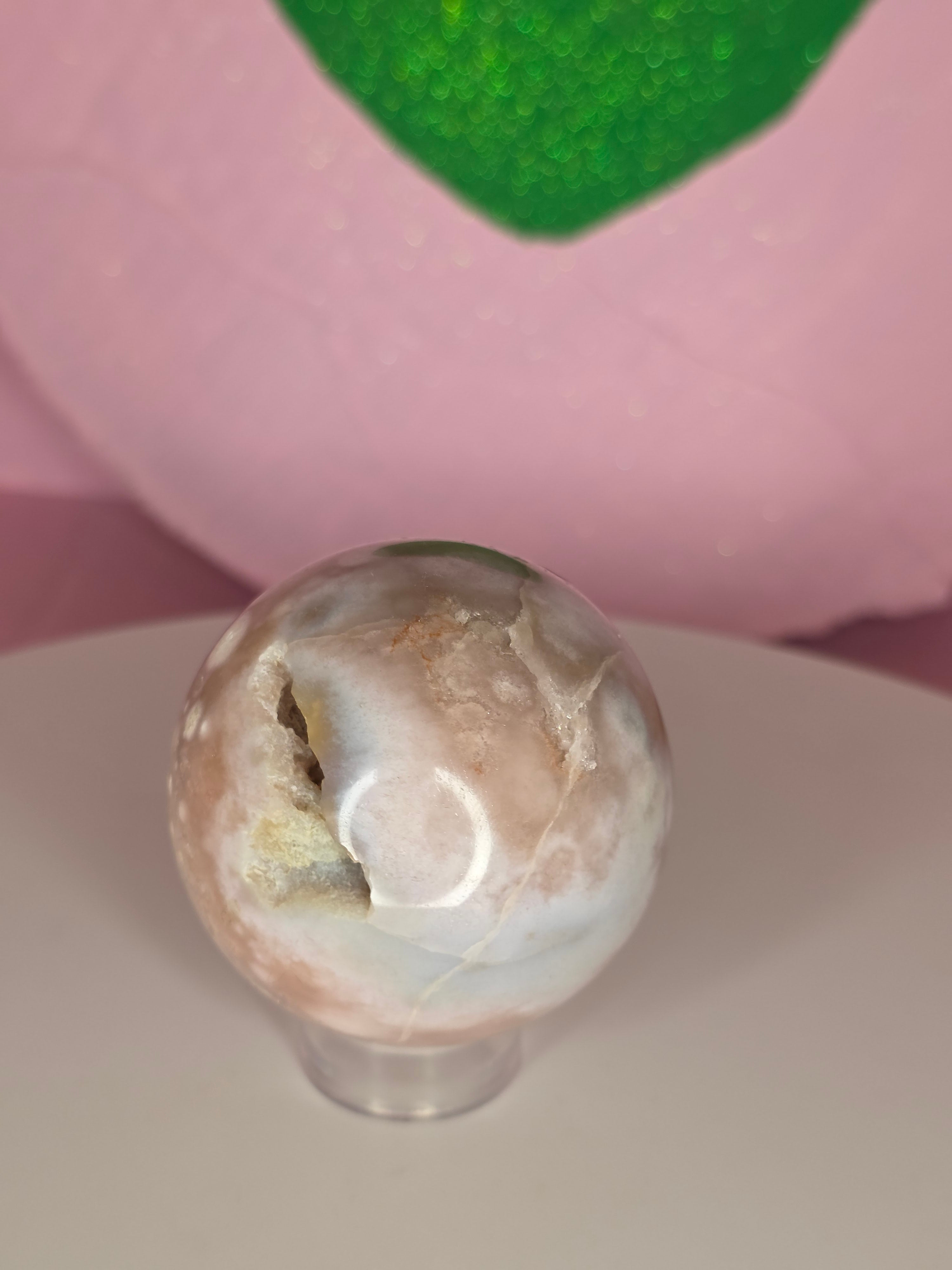 Pink Amethyst and Flower Agate Sphere B