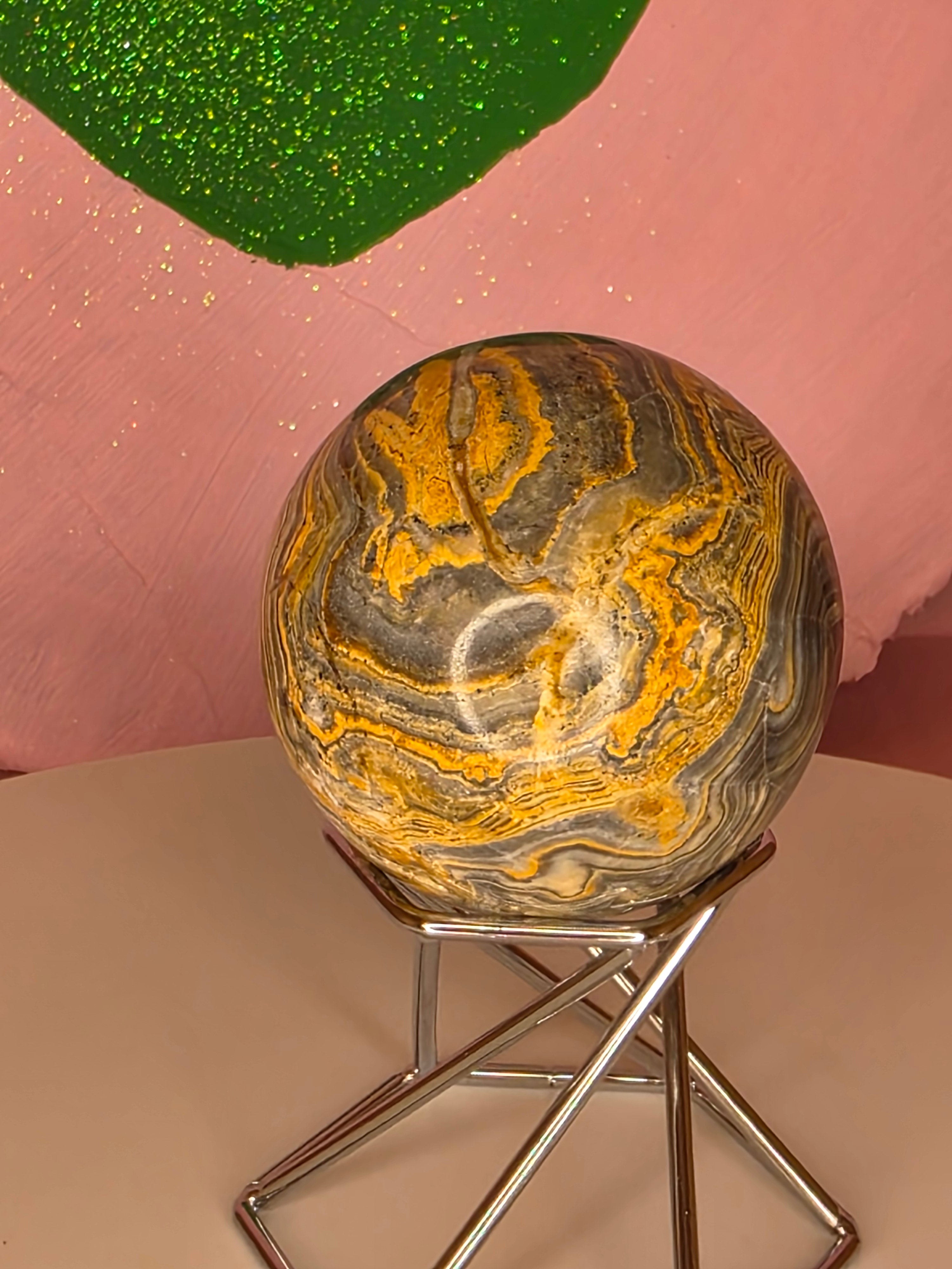 Yellow Banded Onyx Sphere B
