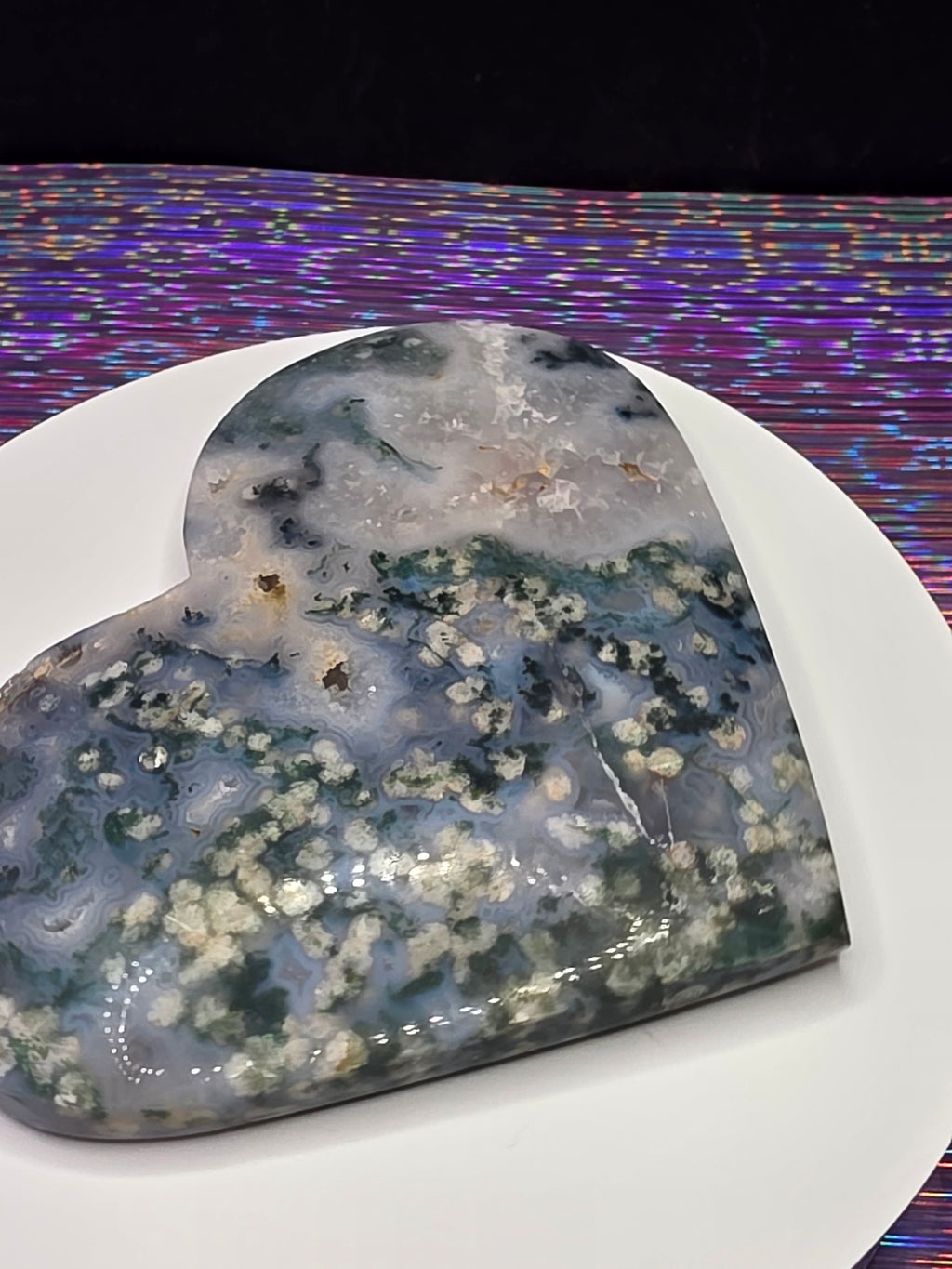 Snowflake Moss Agate Heart A