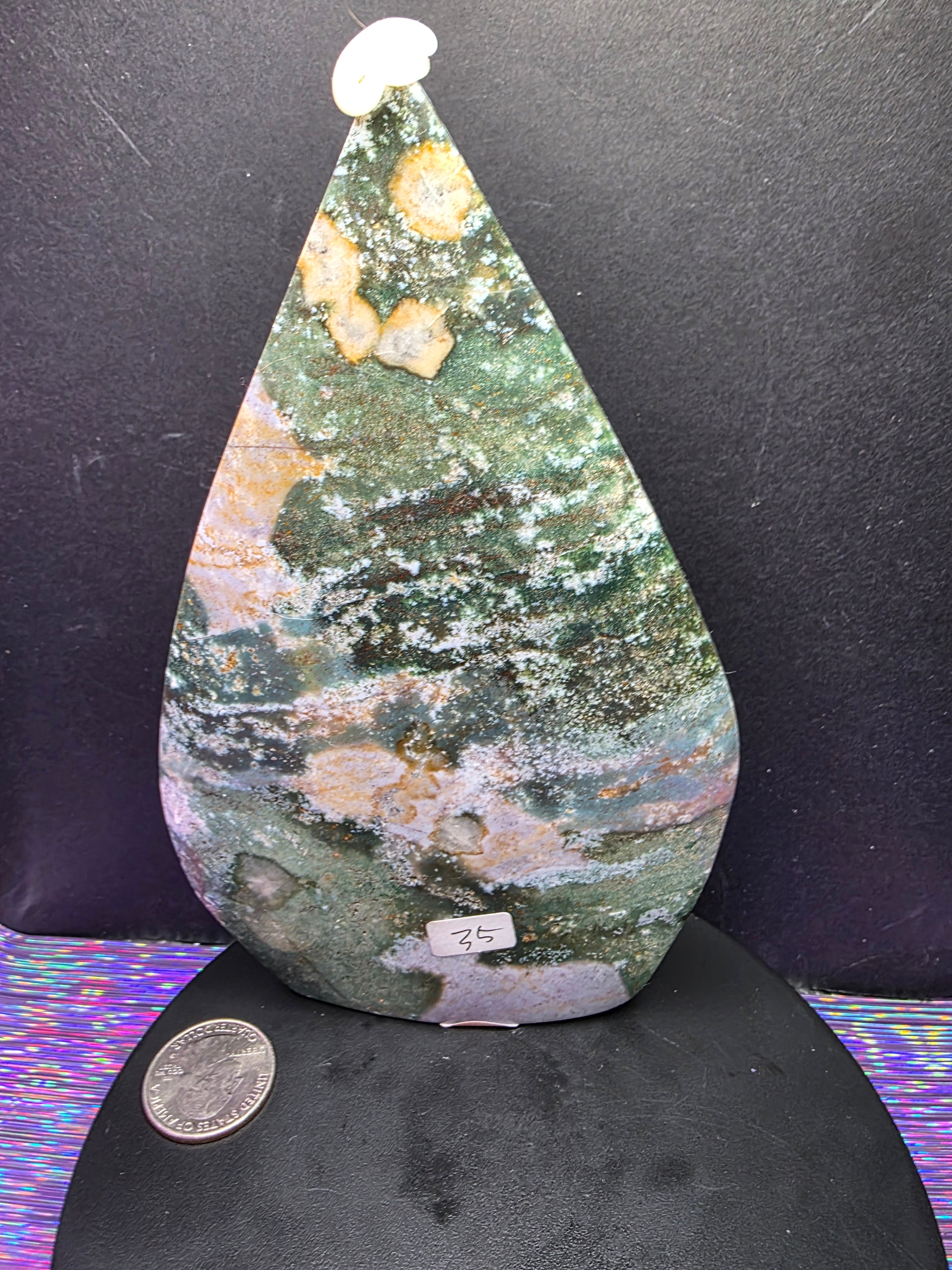 Moss Agate and Ocean Jasper Teardrop A