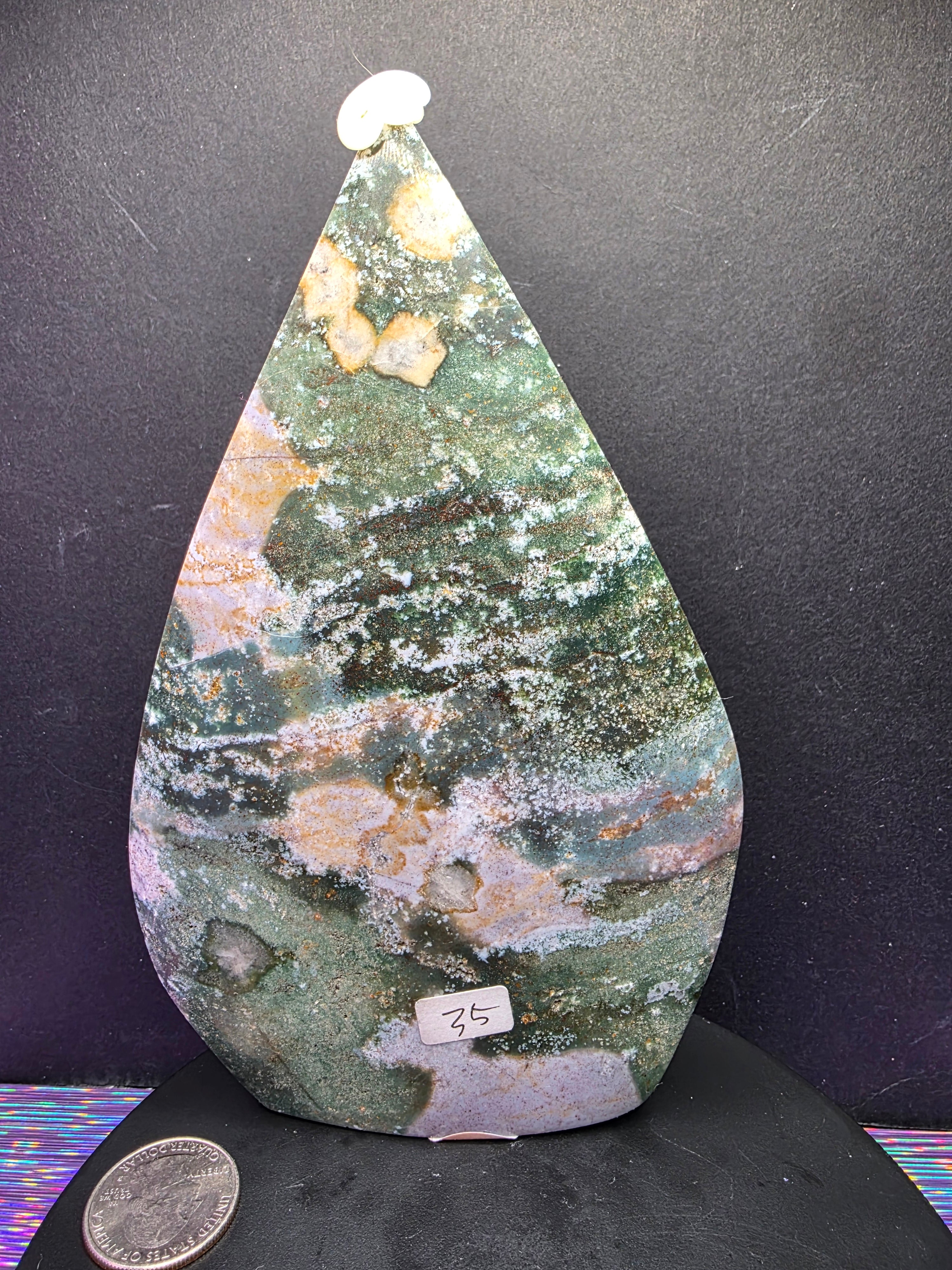 Moss Agate and Ocean Jasper Teardrop A
