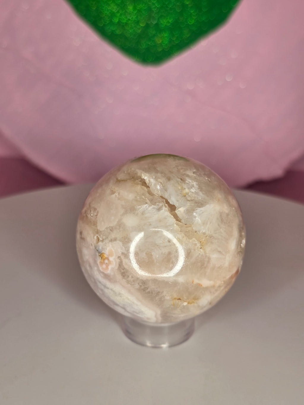 Pink Amethyst and Flower Agate Sphere A