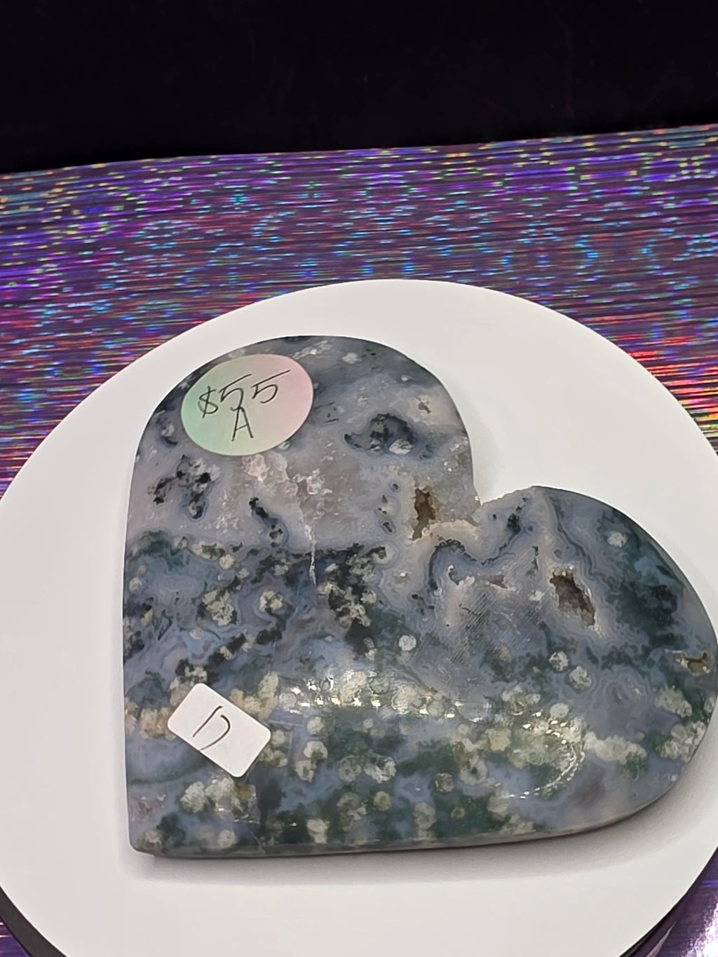 Snowflake Moss Agate Heart A