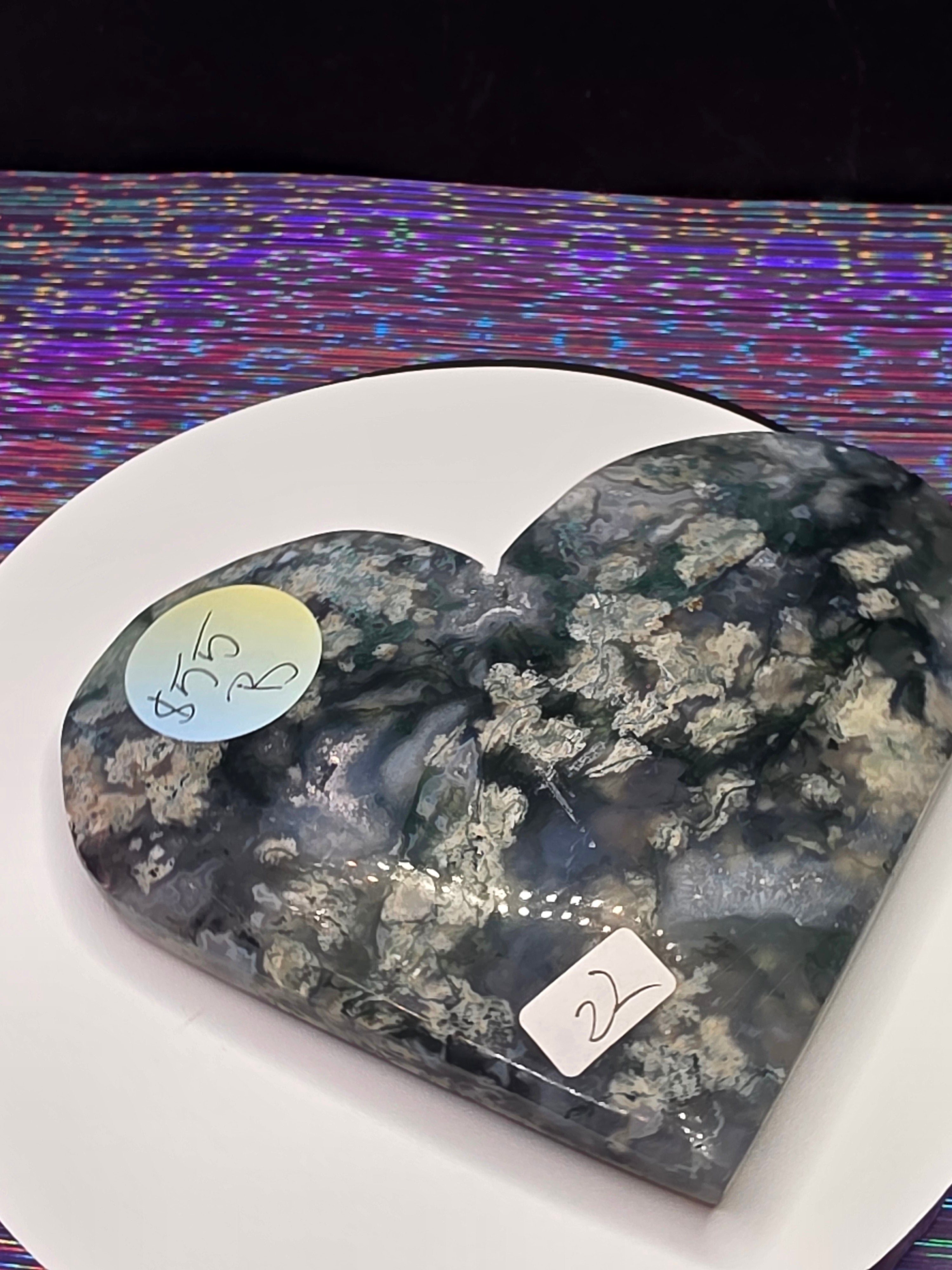 Snowflake Moss Agate Heart B
