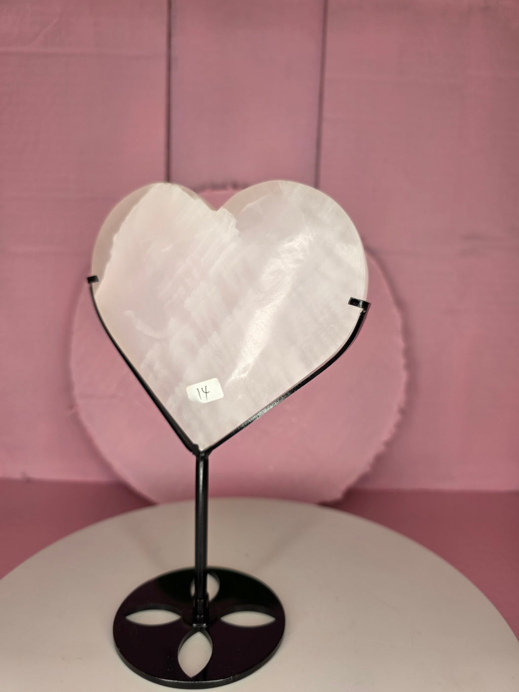 Mangano Calcite Heart on Stand