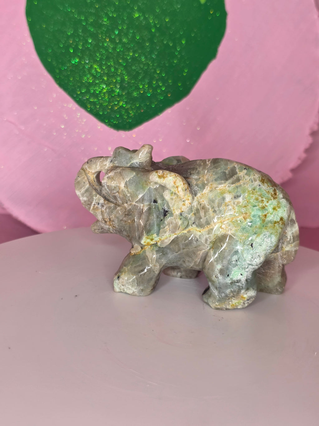 Garnierite Green Moonstone Elephant B