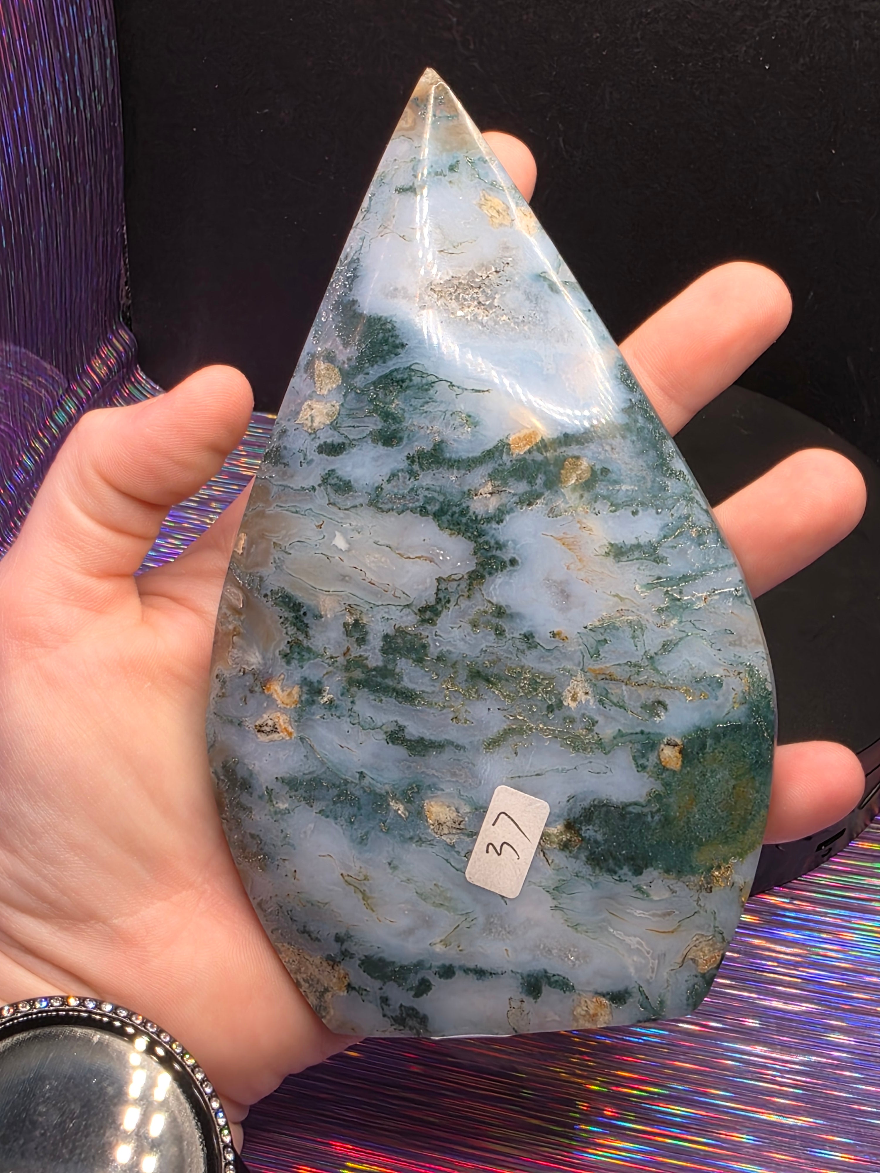 Blue Moss Agate Teardrop C