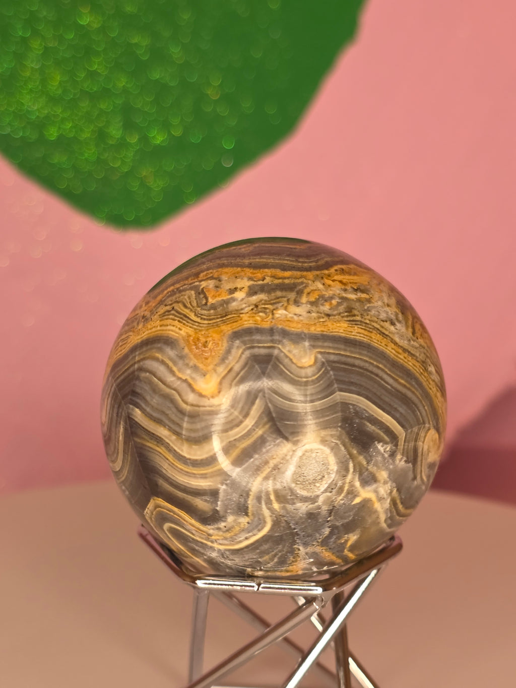 Yellow Banded Onyx Sphere B