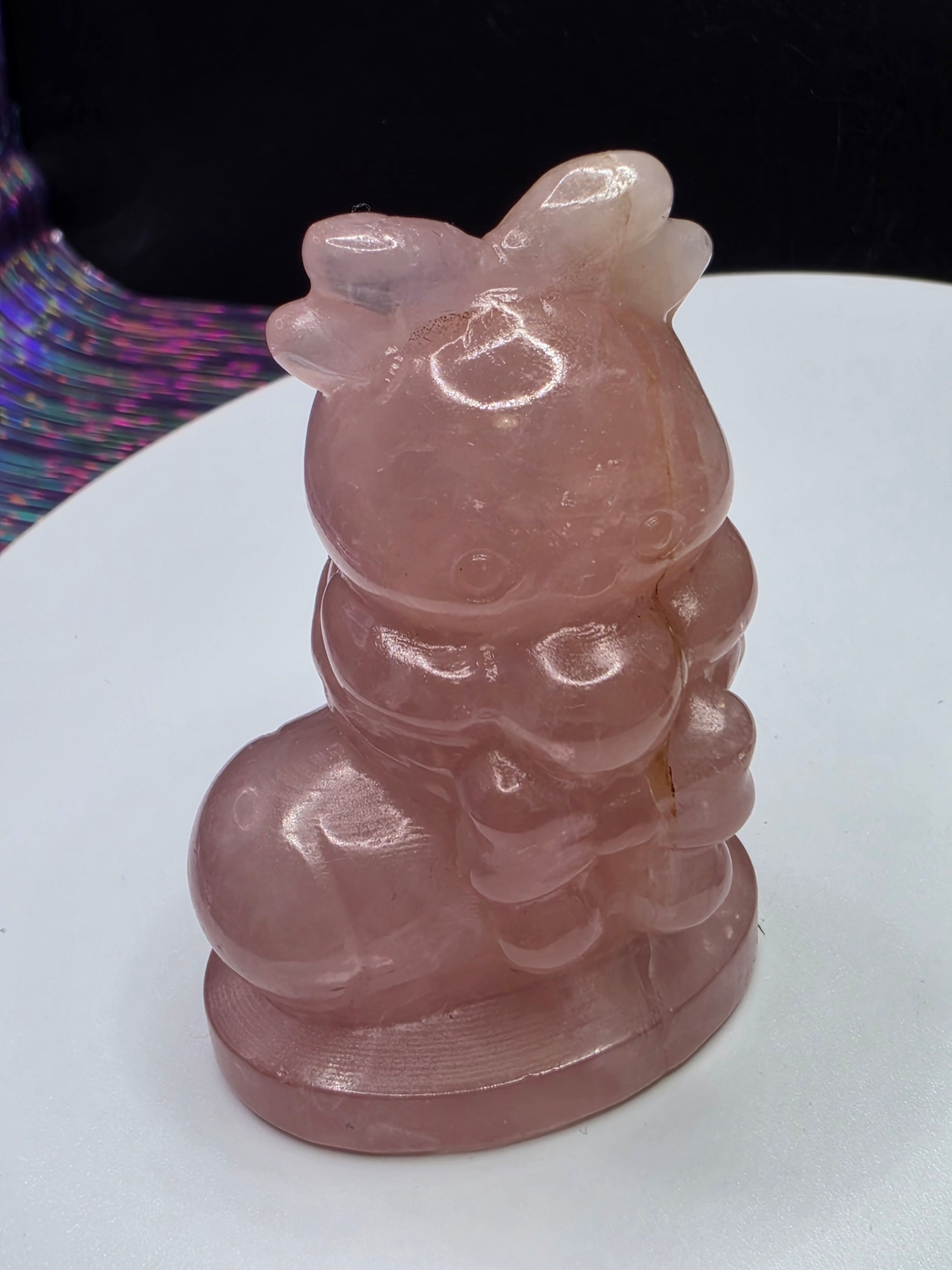 Rose Quartz Reindeer in Stocking B