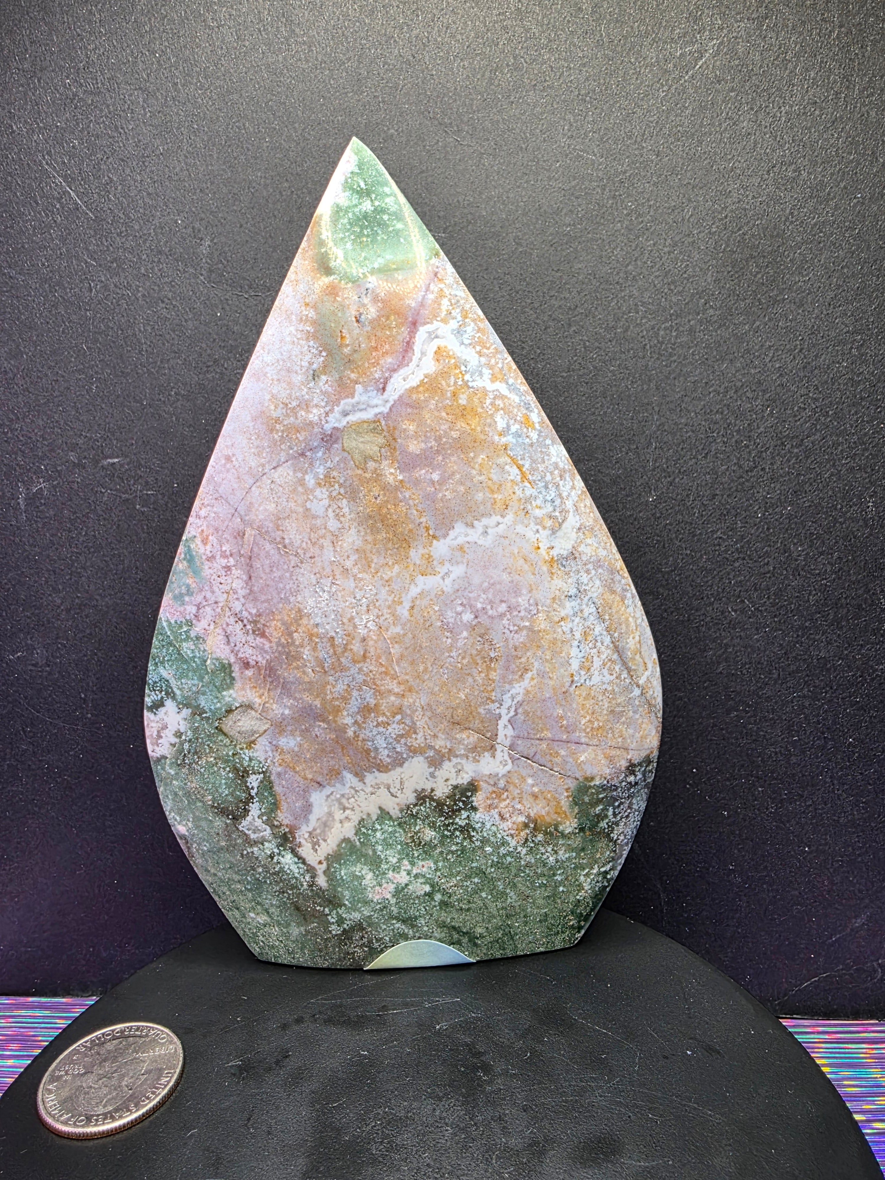 Moss Agate and Ocean Jasper Teardrop B