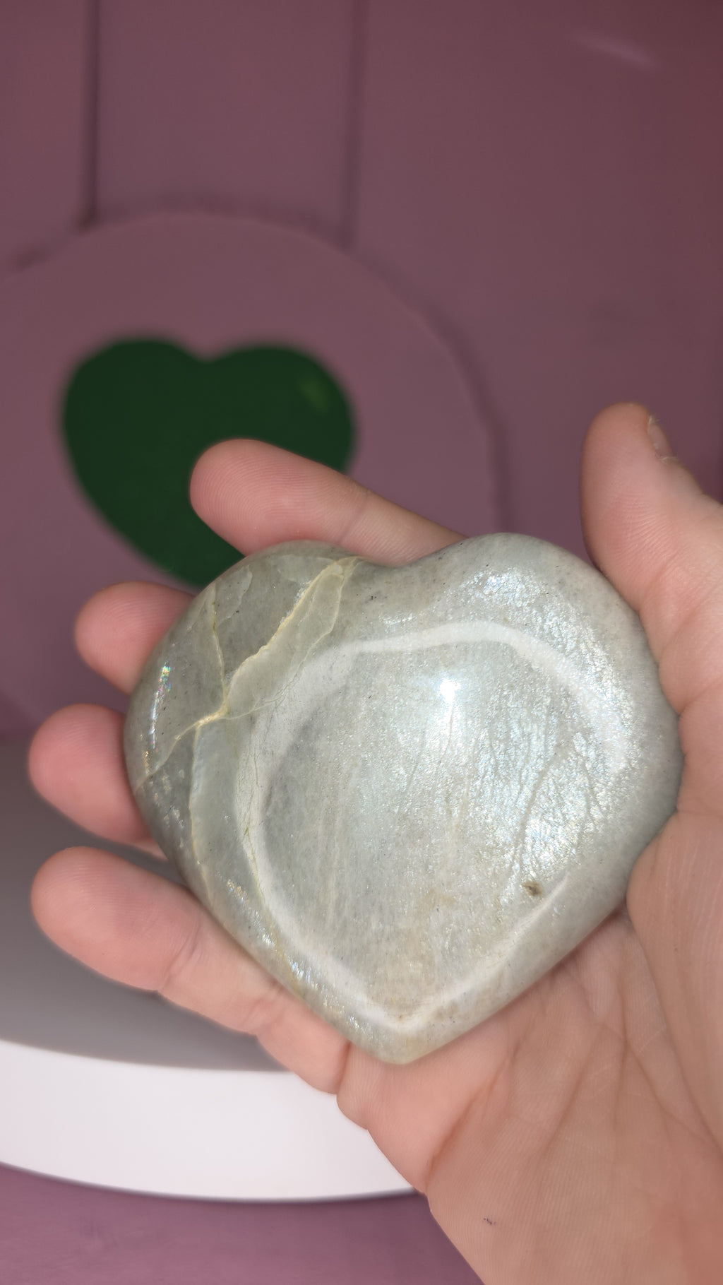 Garnierite Green Moonstone Heart B