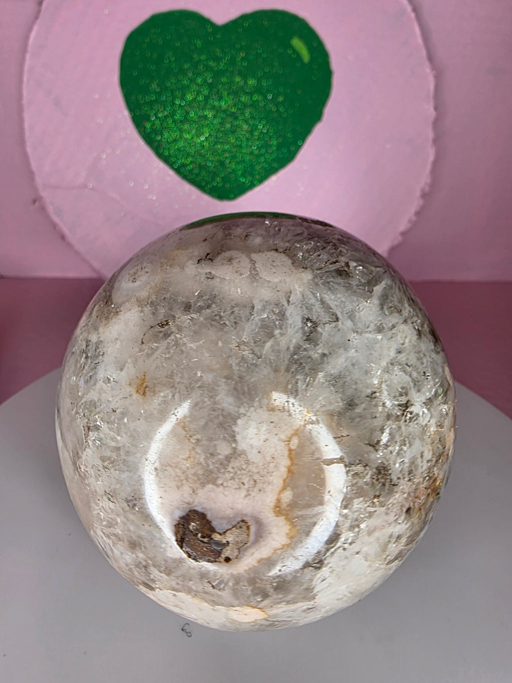 Pink Amethyst and Black Flower Agate Sphere E