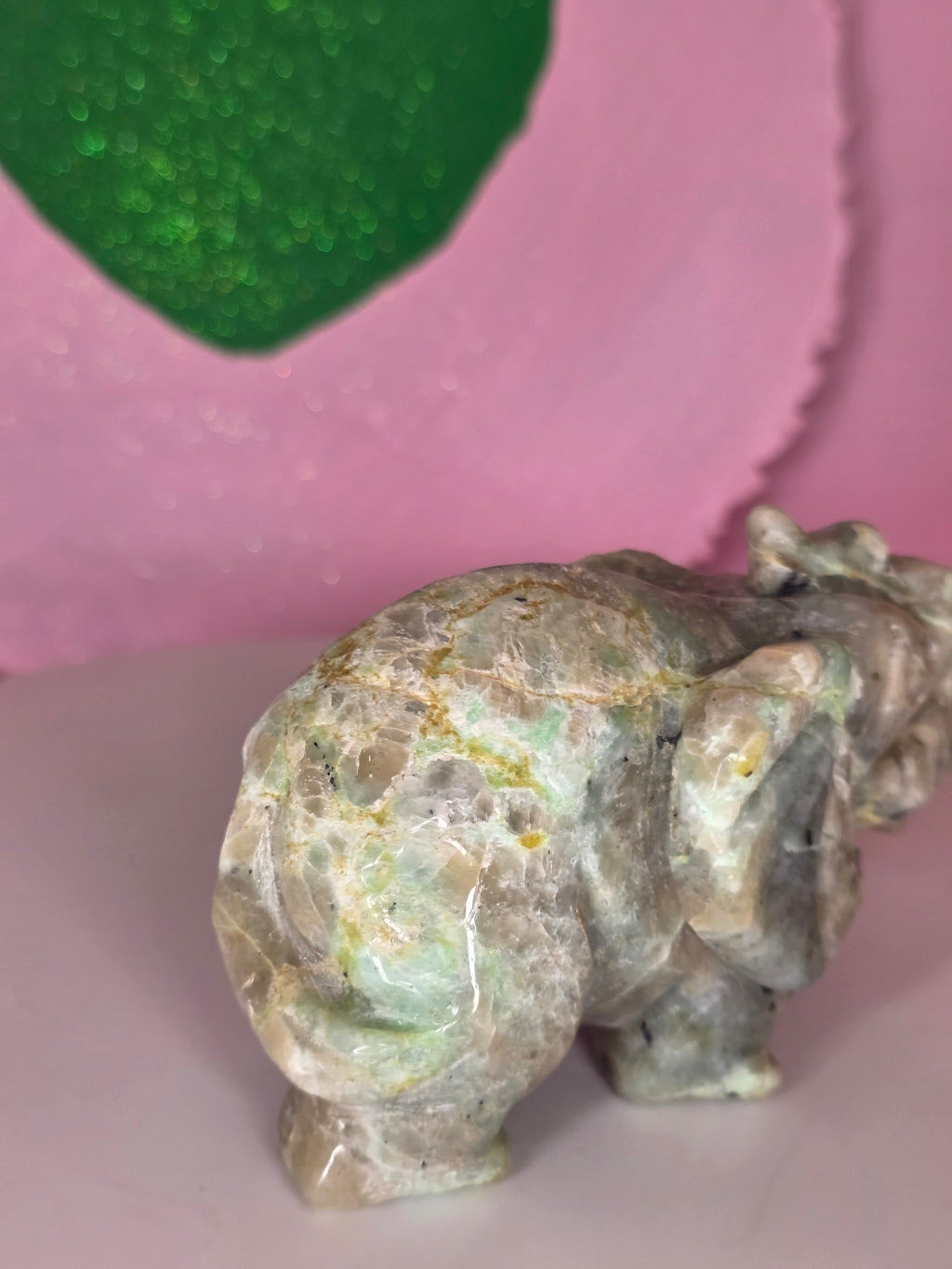 Garnierite Green Moonstone Elephant B