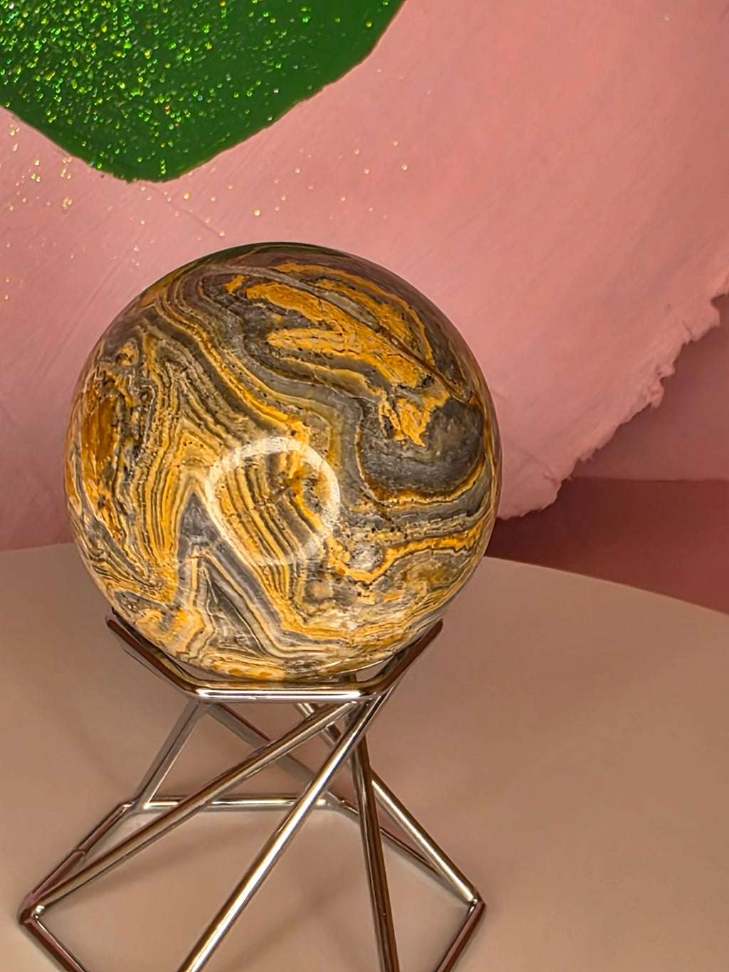 Yellow Banded Onyx Sphere B
