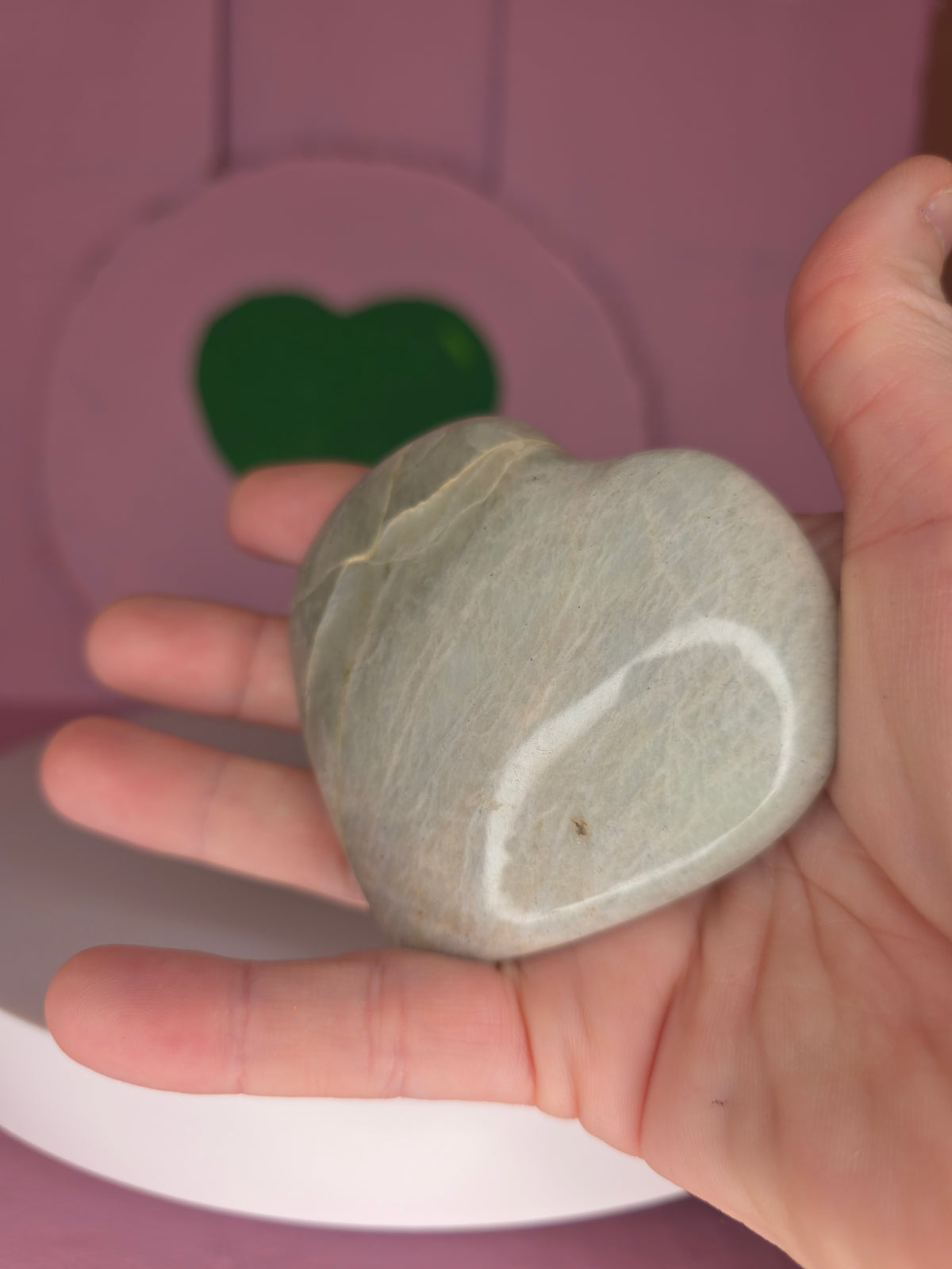 Garnierite Green Moonstone Heart B