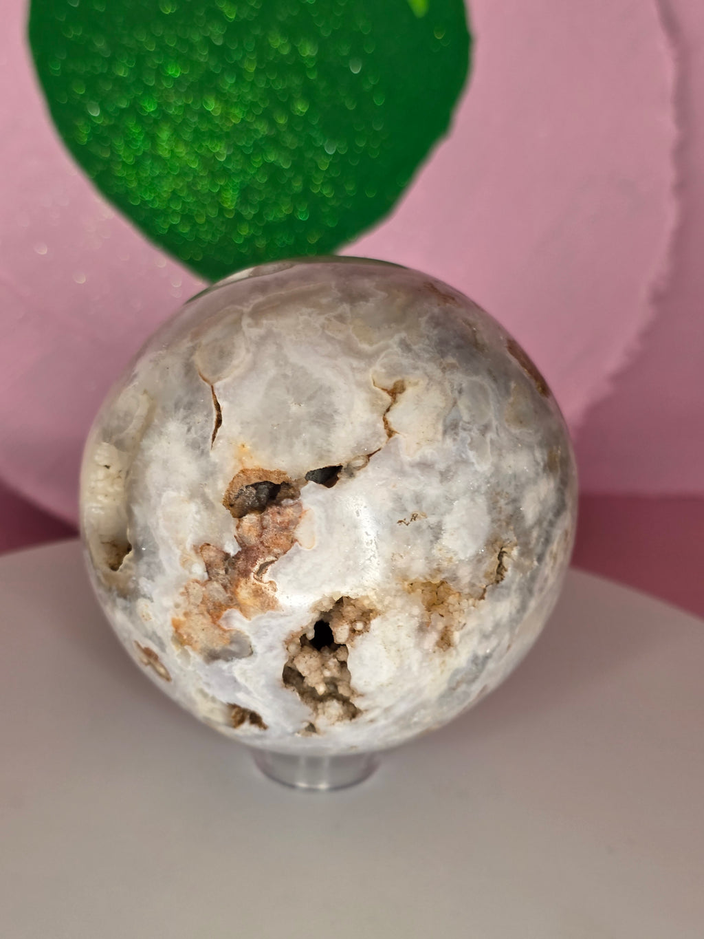 Pink Amethyst and Flower Agate Sphere D