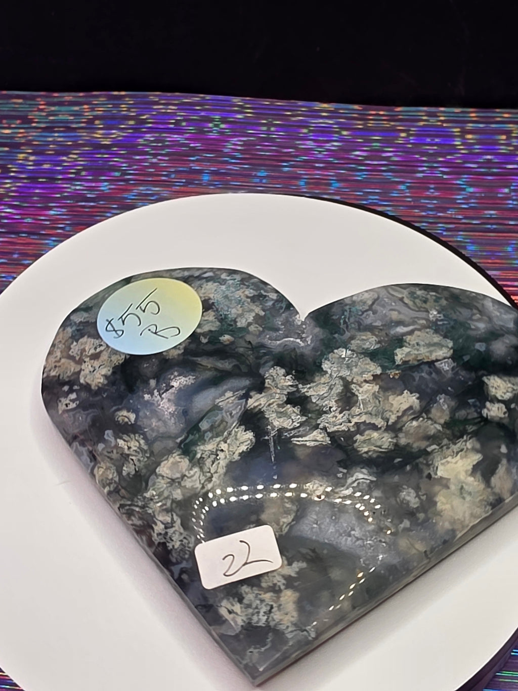 Snowflake Moss Agate Heart B