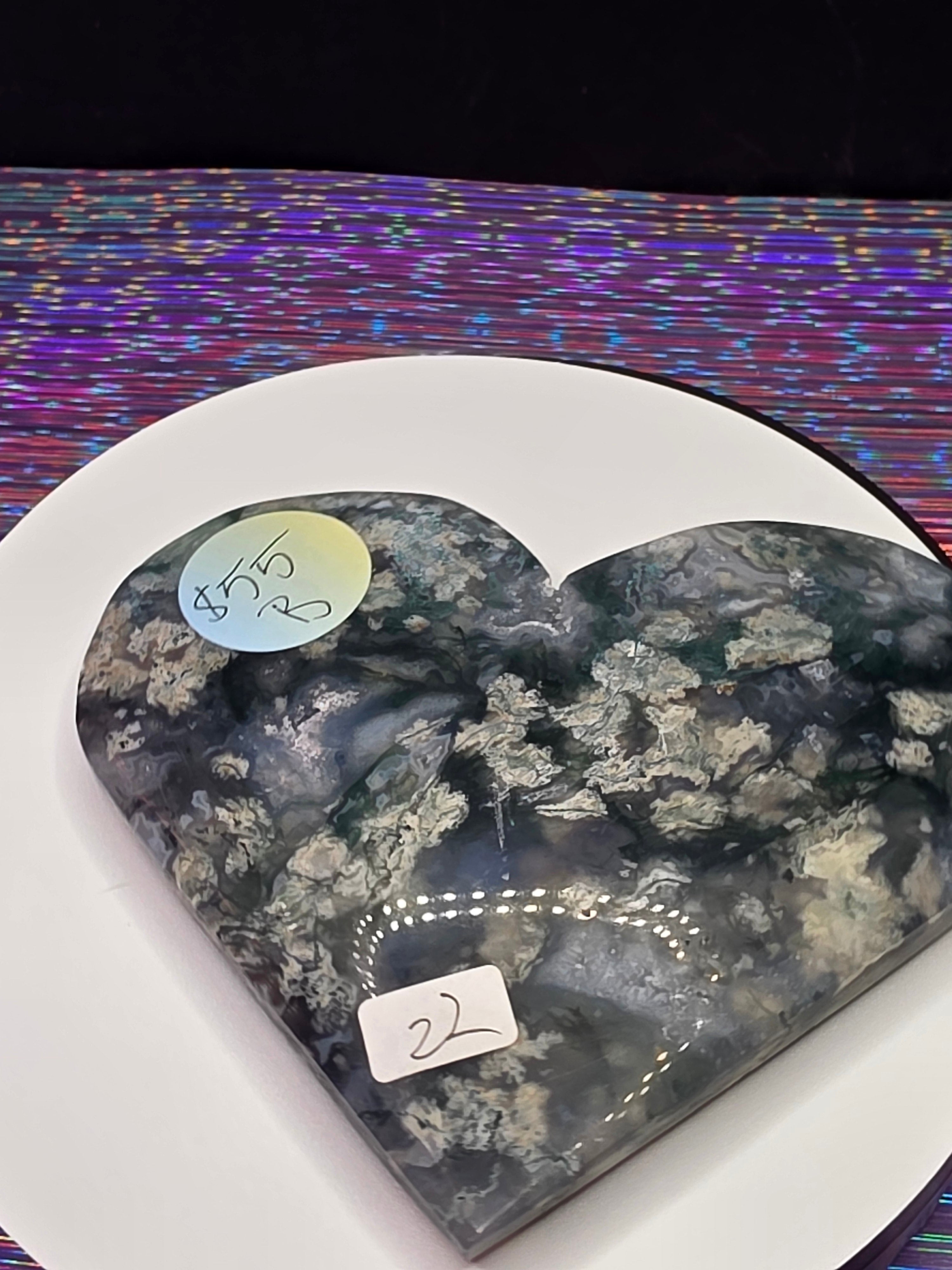 Snowflake Moss Agate Heart B