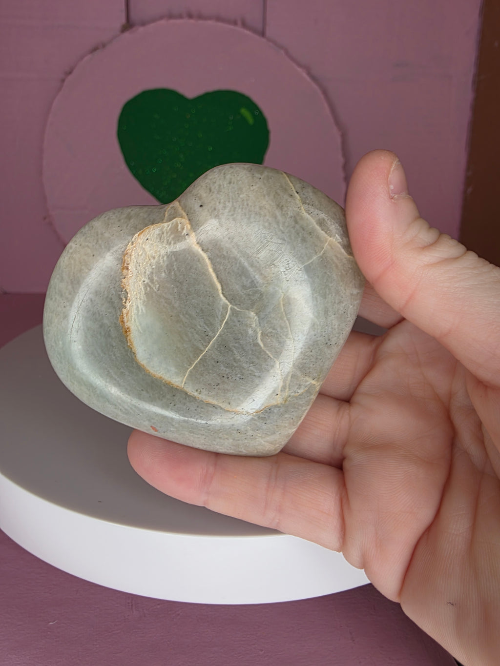 Garnierite Green Moonstone Heart B