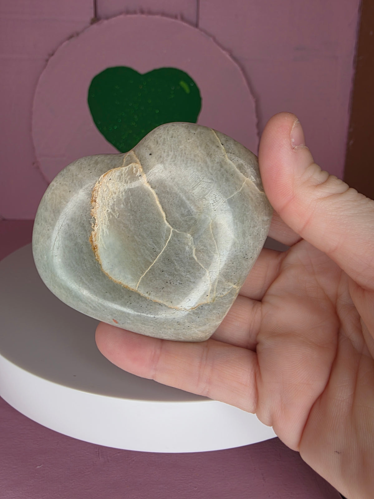 Garnierite Green Moonstone Heart B