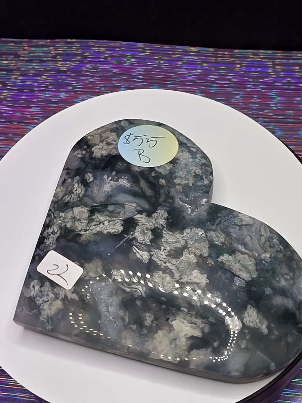 Snowflake Moss Agate Heart B