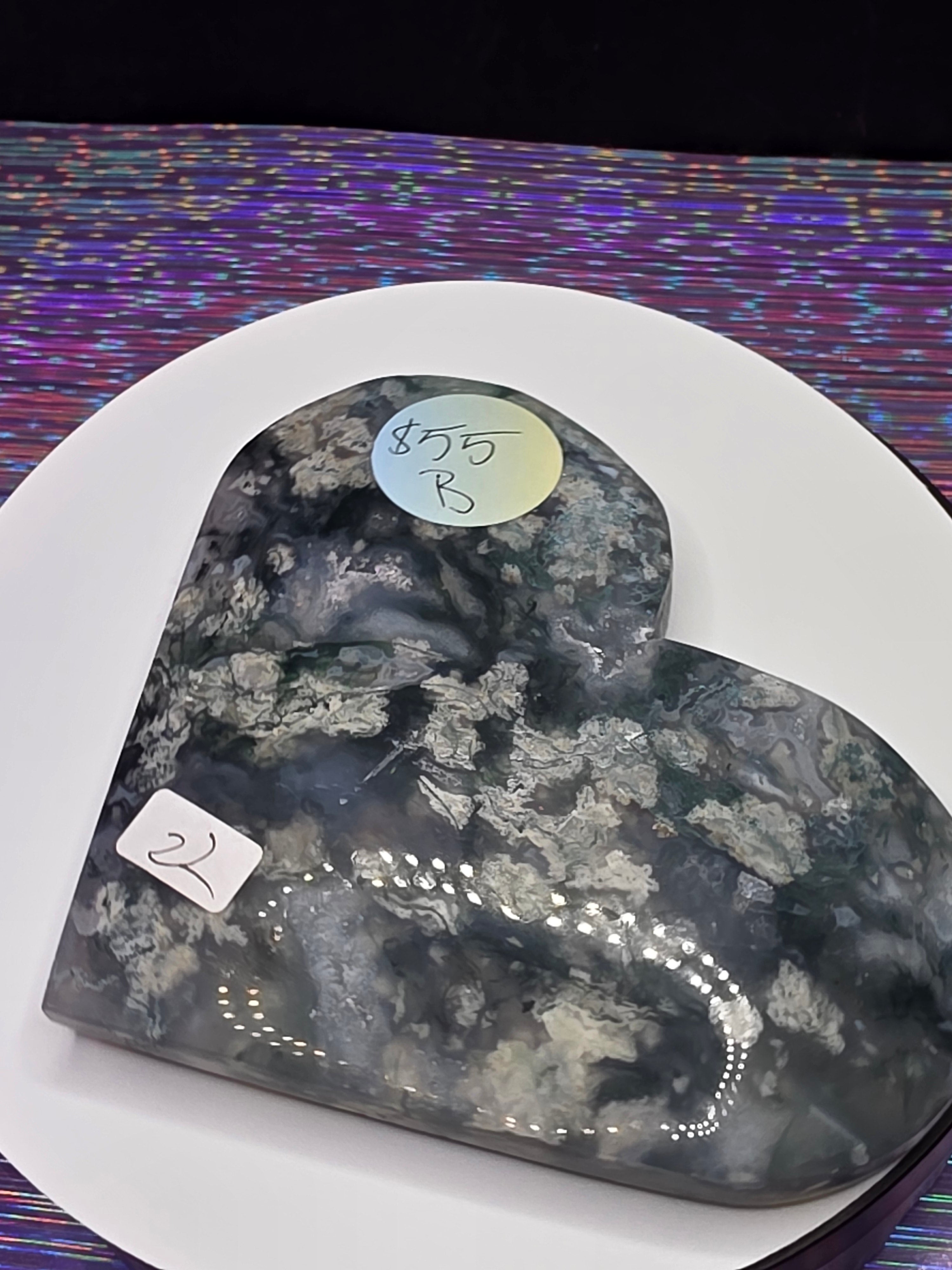 Snowflake Moss Agate Heart B