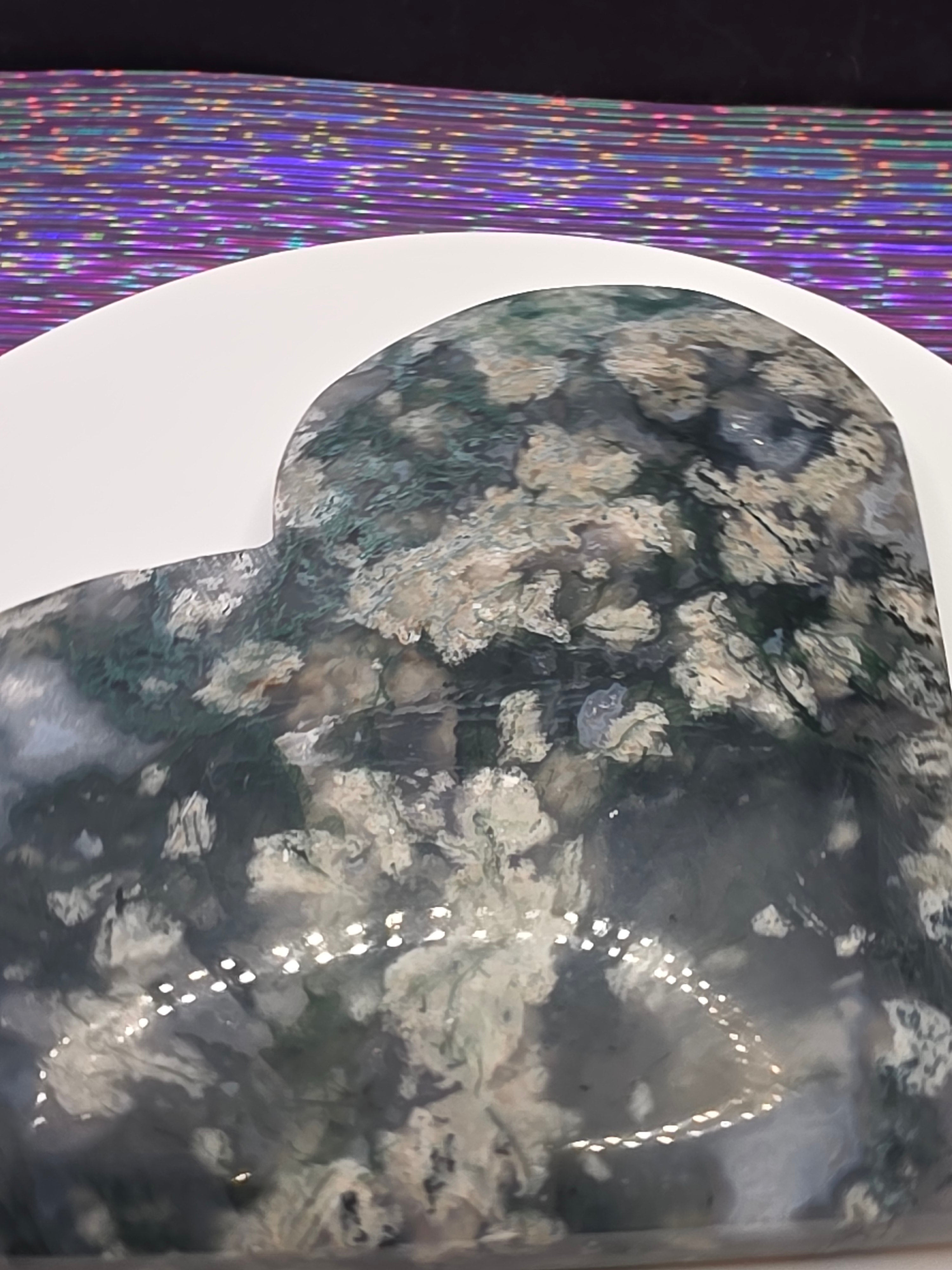 Snowflake Moss Agate Heart B