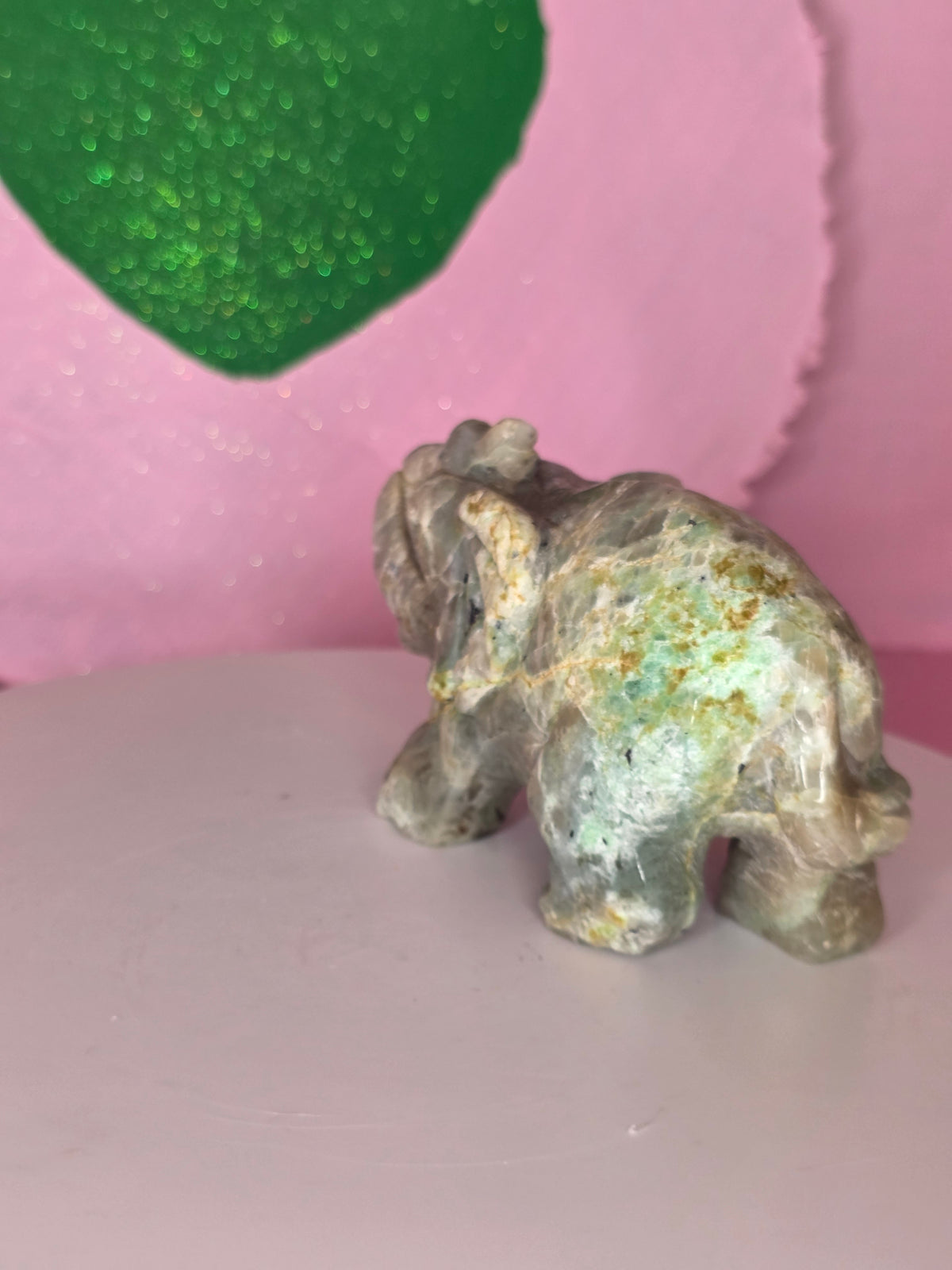 Garnierite Green Moonstone Elephant B