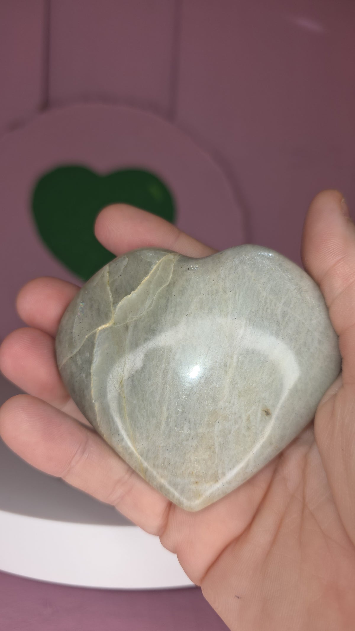 Garnierite Green Moonstone Heart B