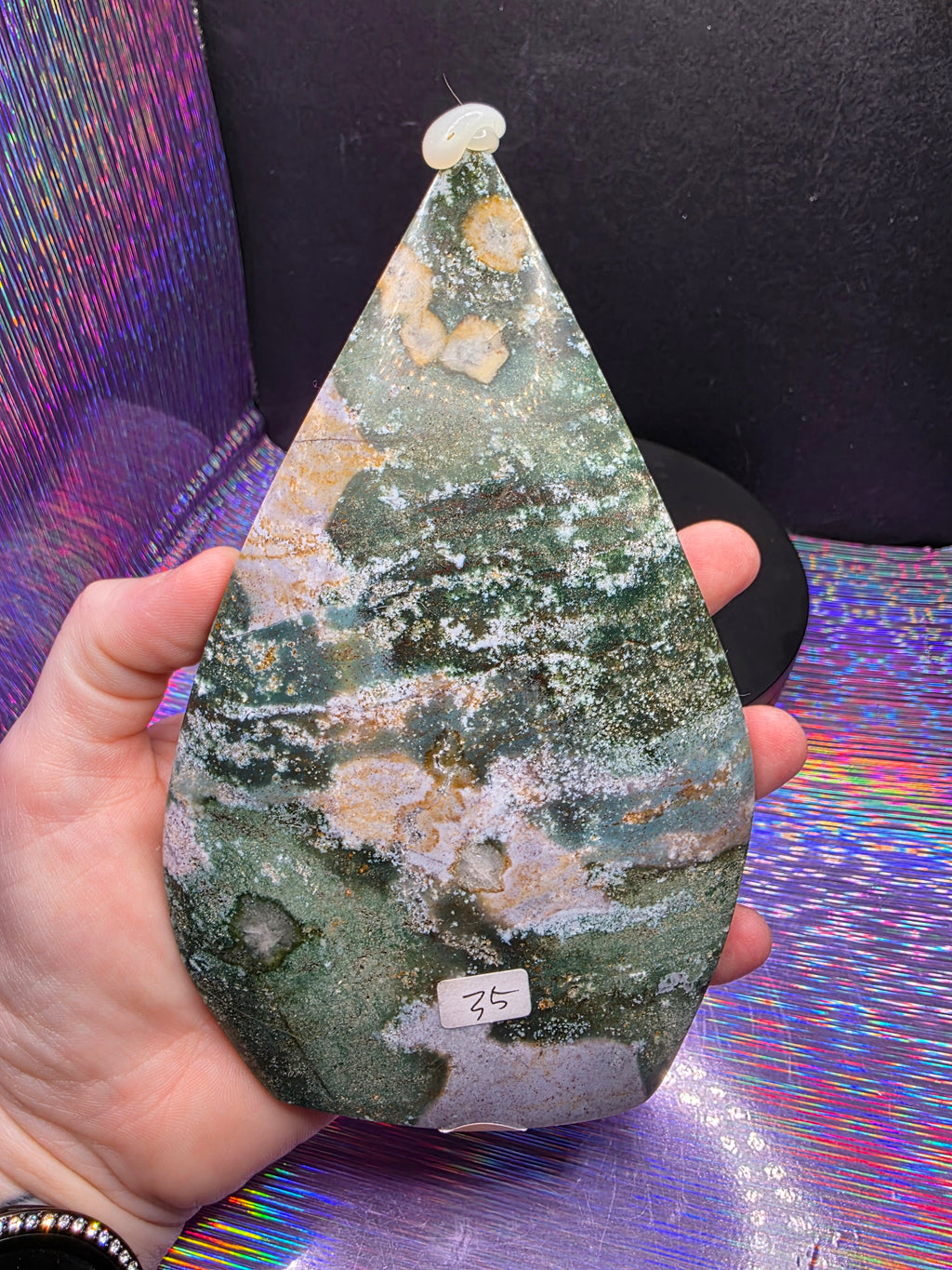 Moss Agate and Ocean Jasper Teardrop A