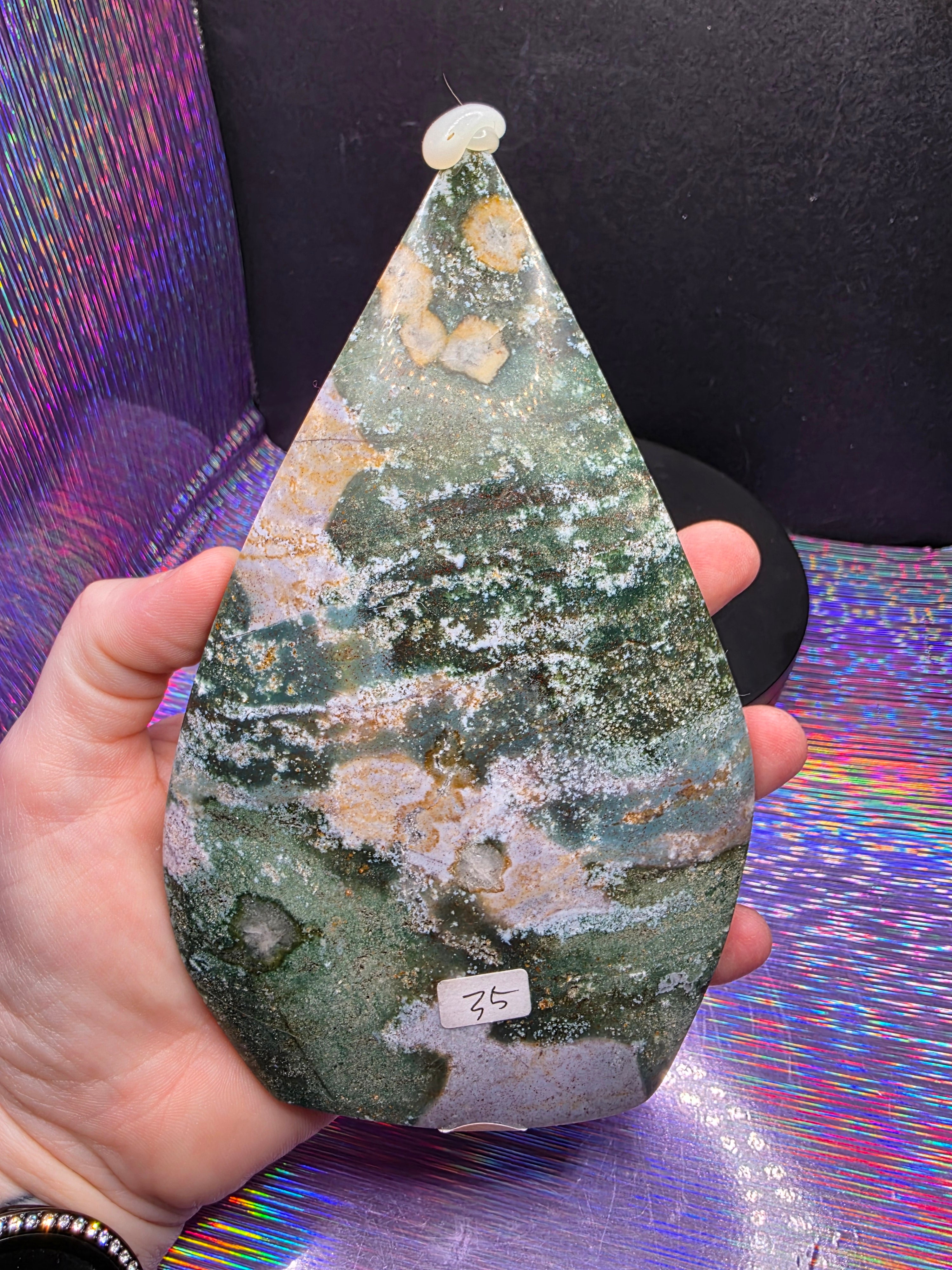 Moss Agate and Ocean Jasper Teardrop A