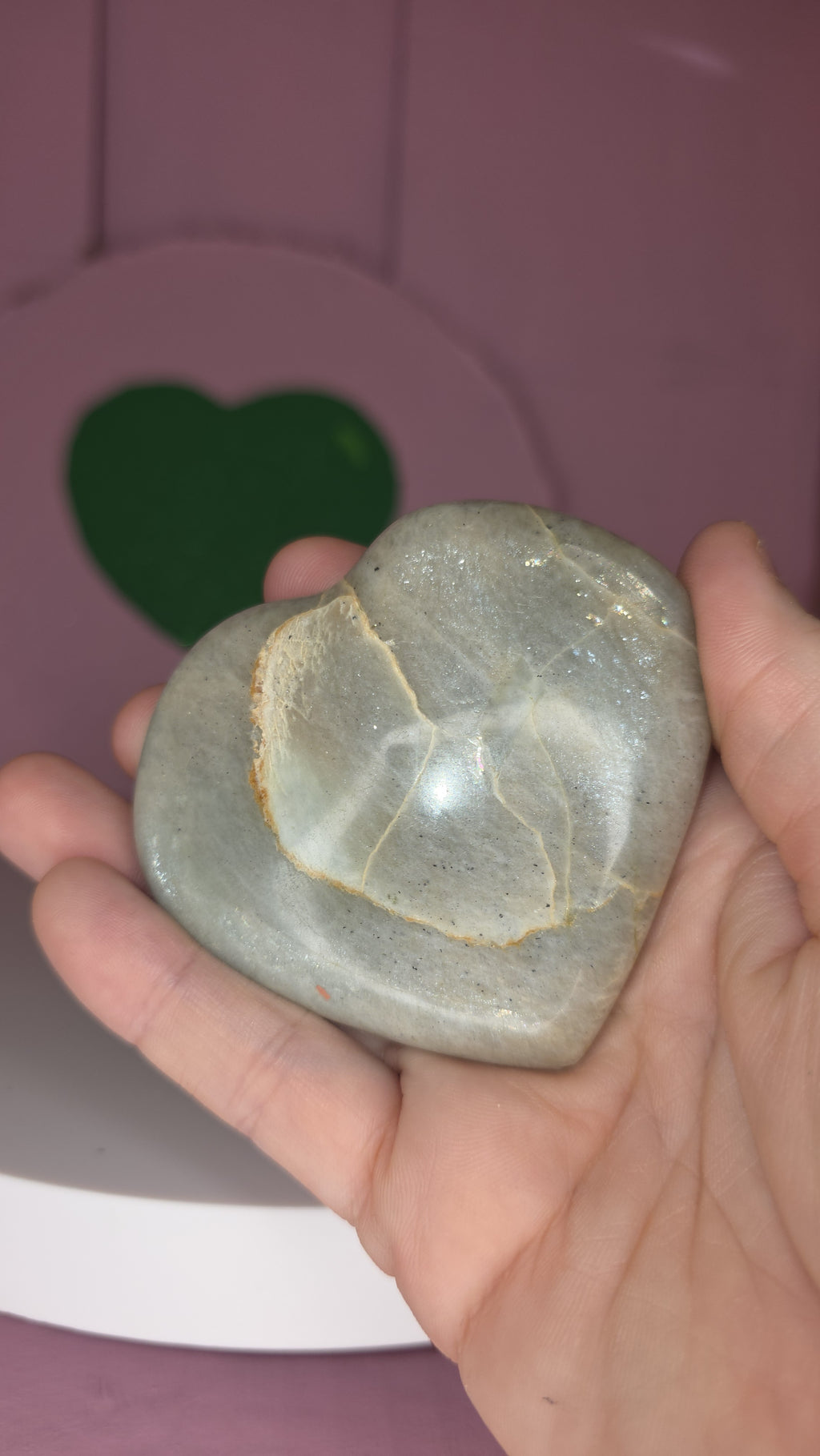 Garnierite Green Moonstone Heart B