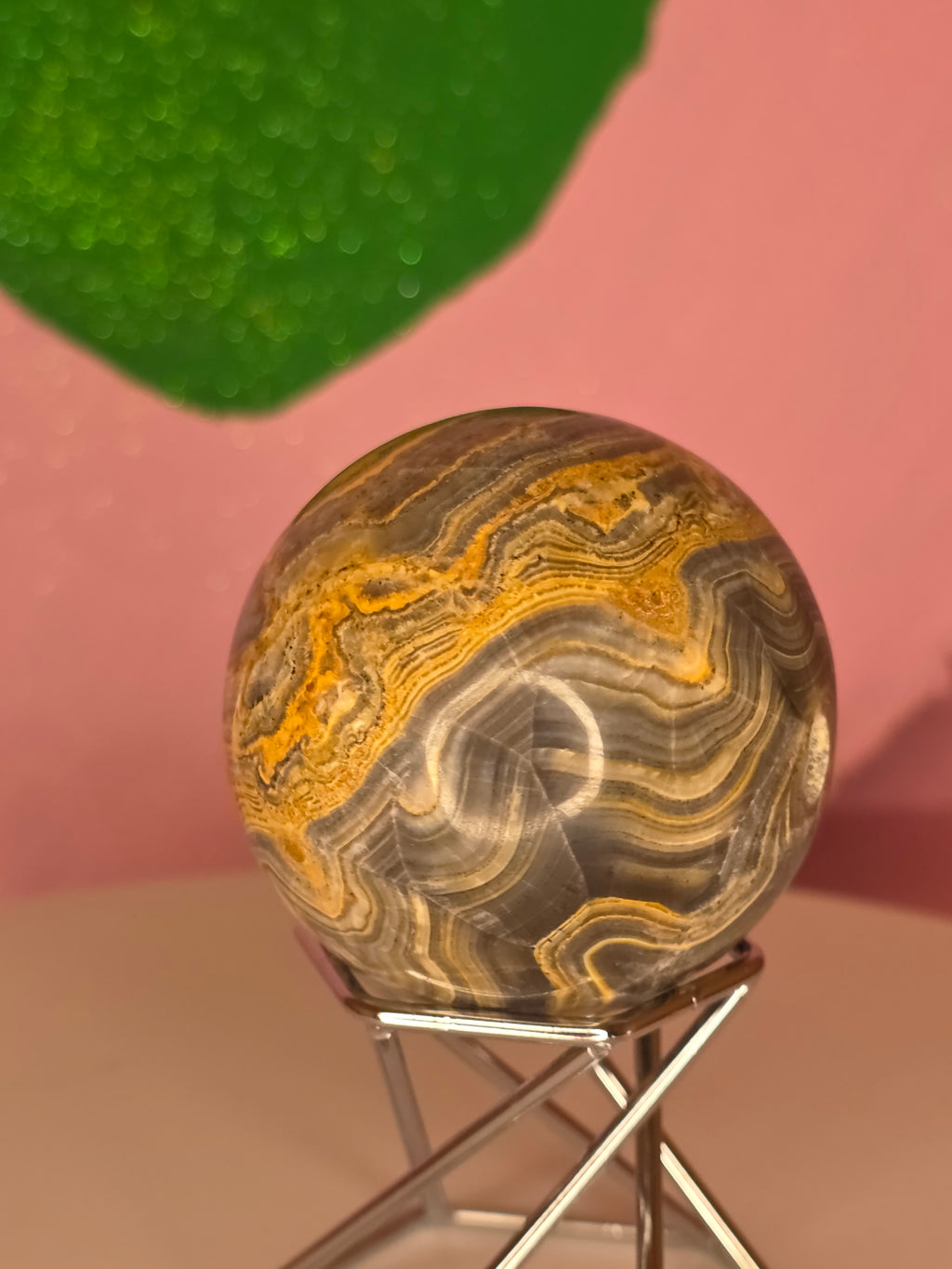 Yellow Banded Onyx Sphere B